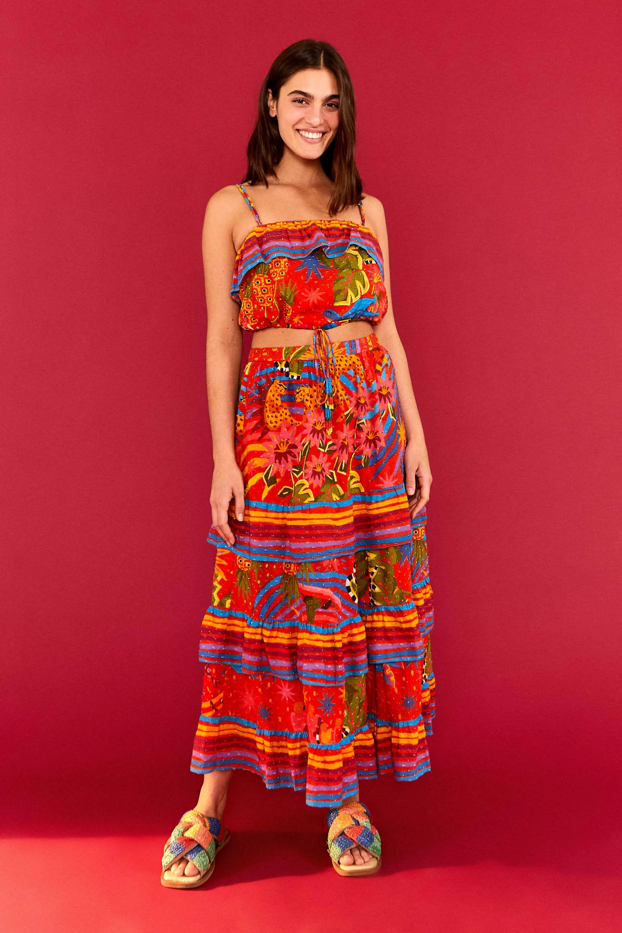 Red Magic Forest Midi Skirt sold by FARM Rio product image thumbnail 4