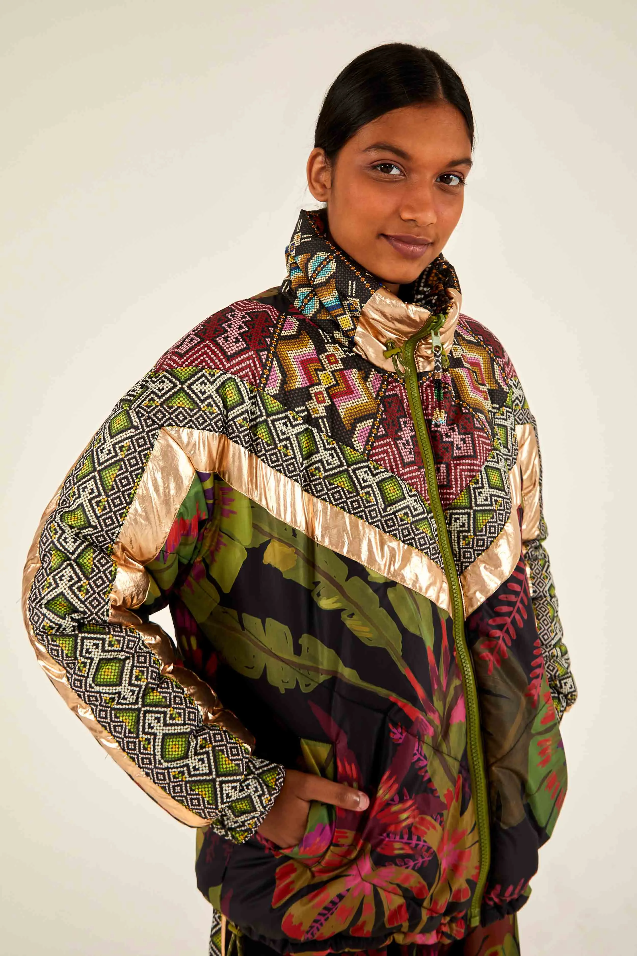 Tropical Rauti Metallic Reversible Puffer Jacket sold by FARM Rio