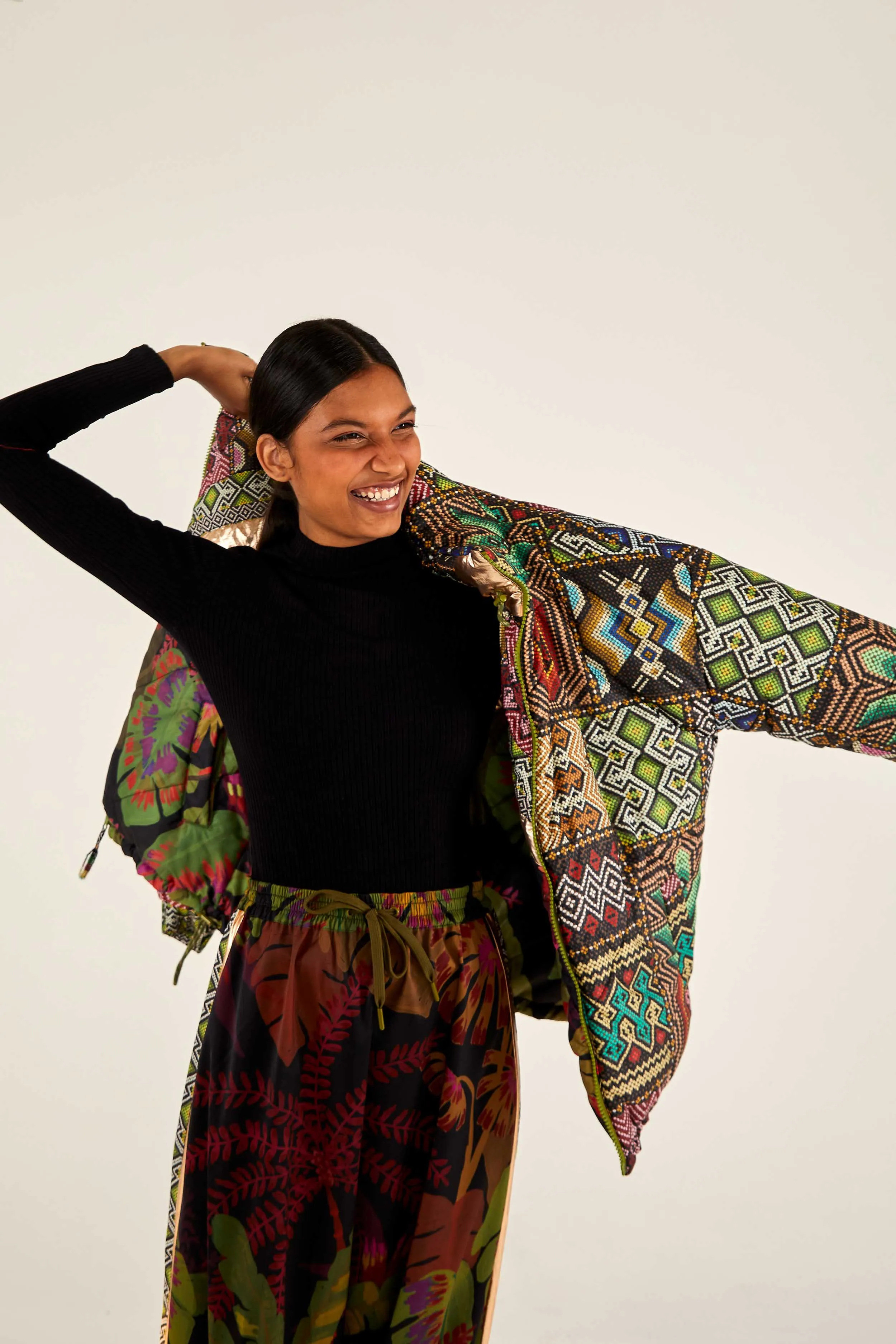 Tropical Rauti Metallic Reversible Puffer Jacket sold by FARM Rio product image thumbnail 2