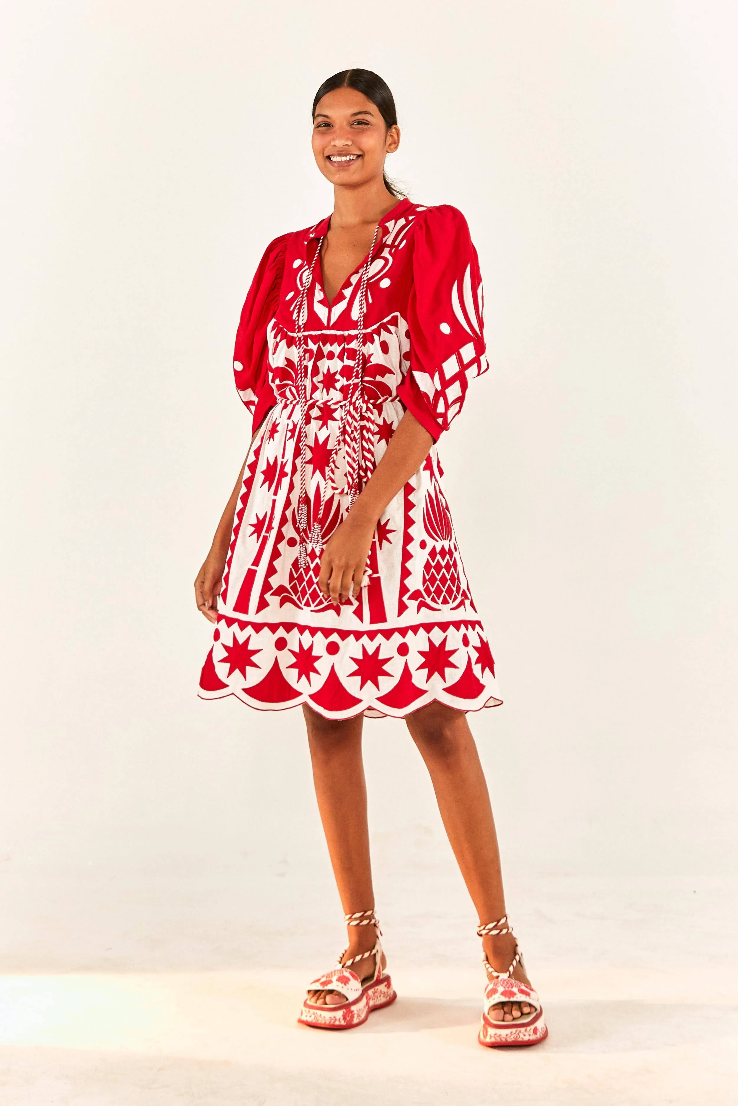 Red Tropical Cutwork Midi Dress sold by FARM Rio product image thumbnail 5