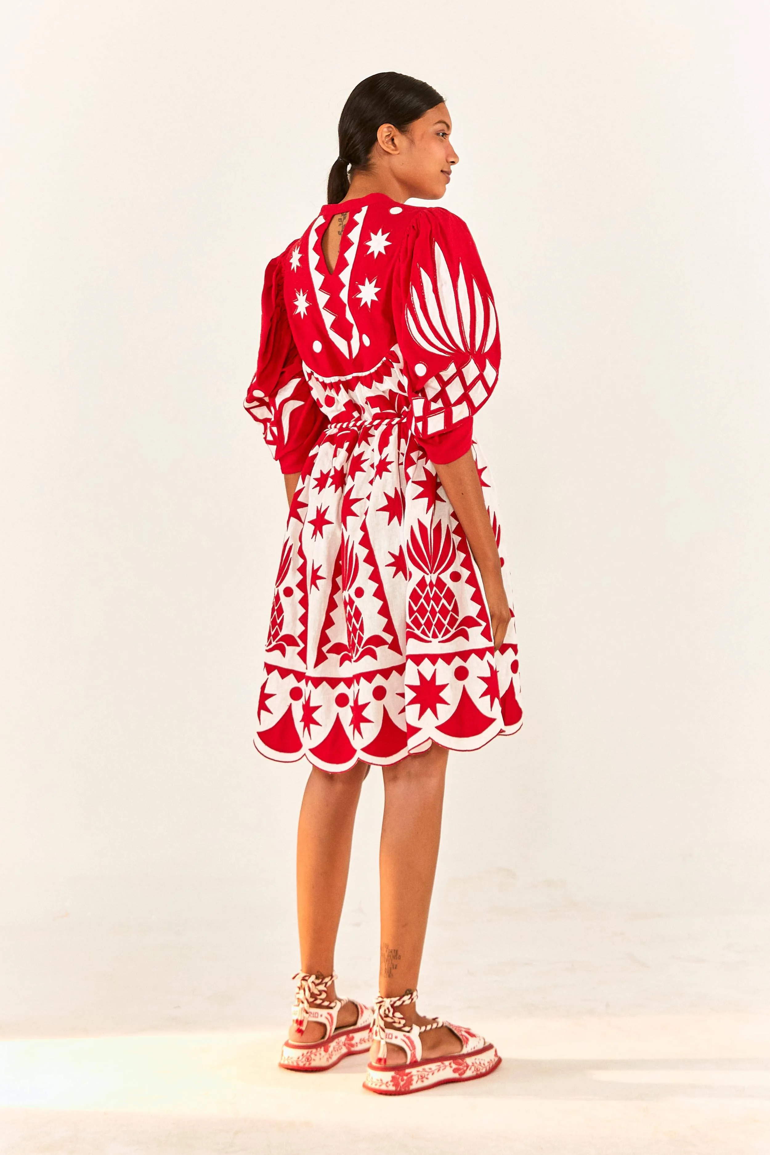 Red Tropical Cutwork Midi Dress sold by FARM Rio product image thumbnail 2