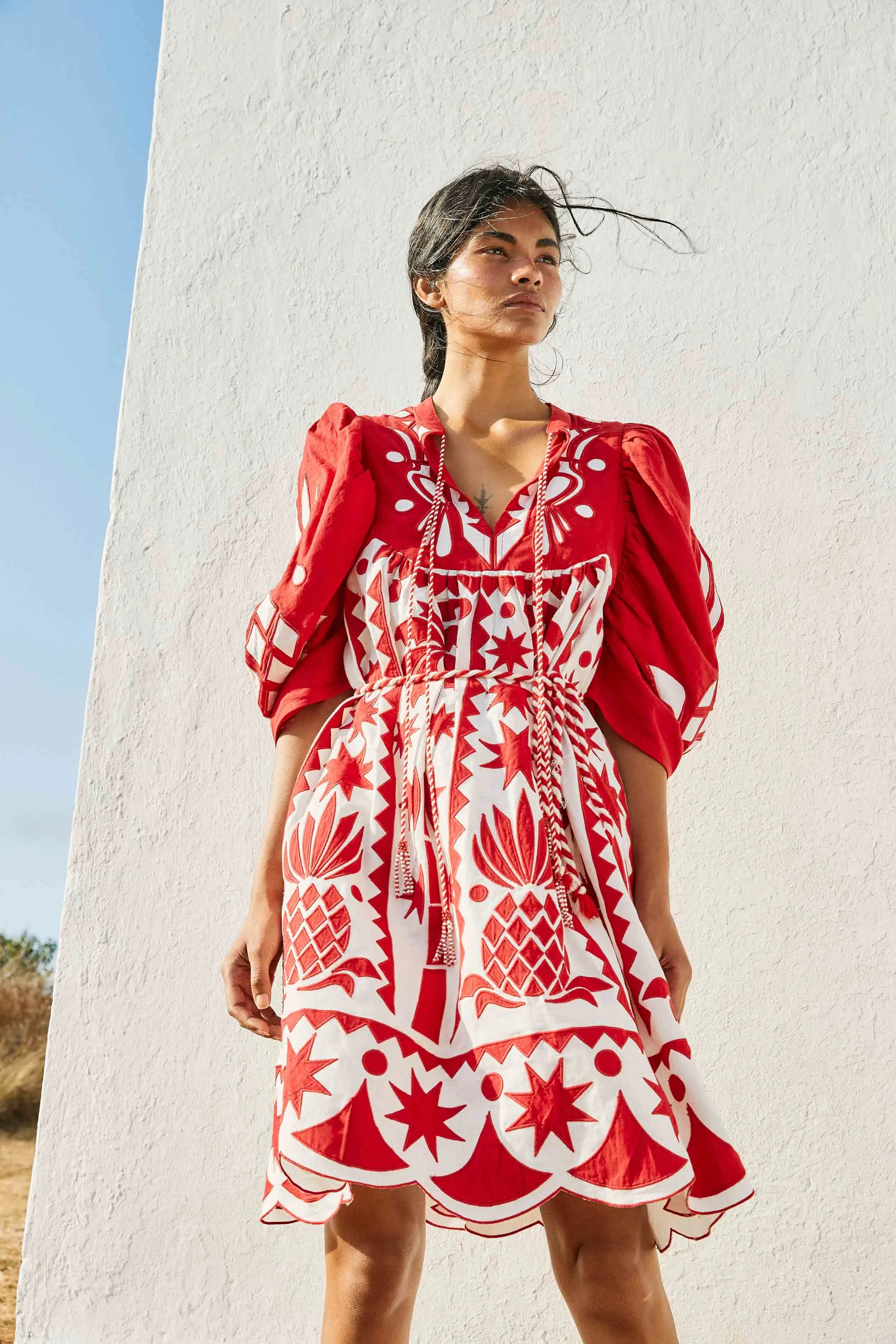 Red Tropical Cutwork Midi Dress sold by FARM Rio