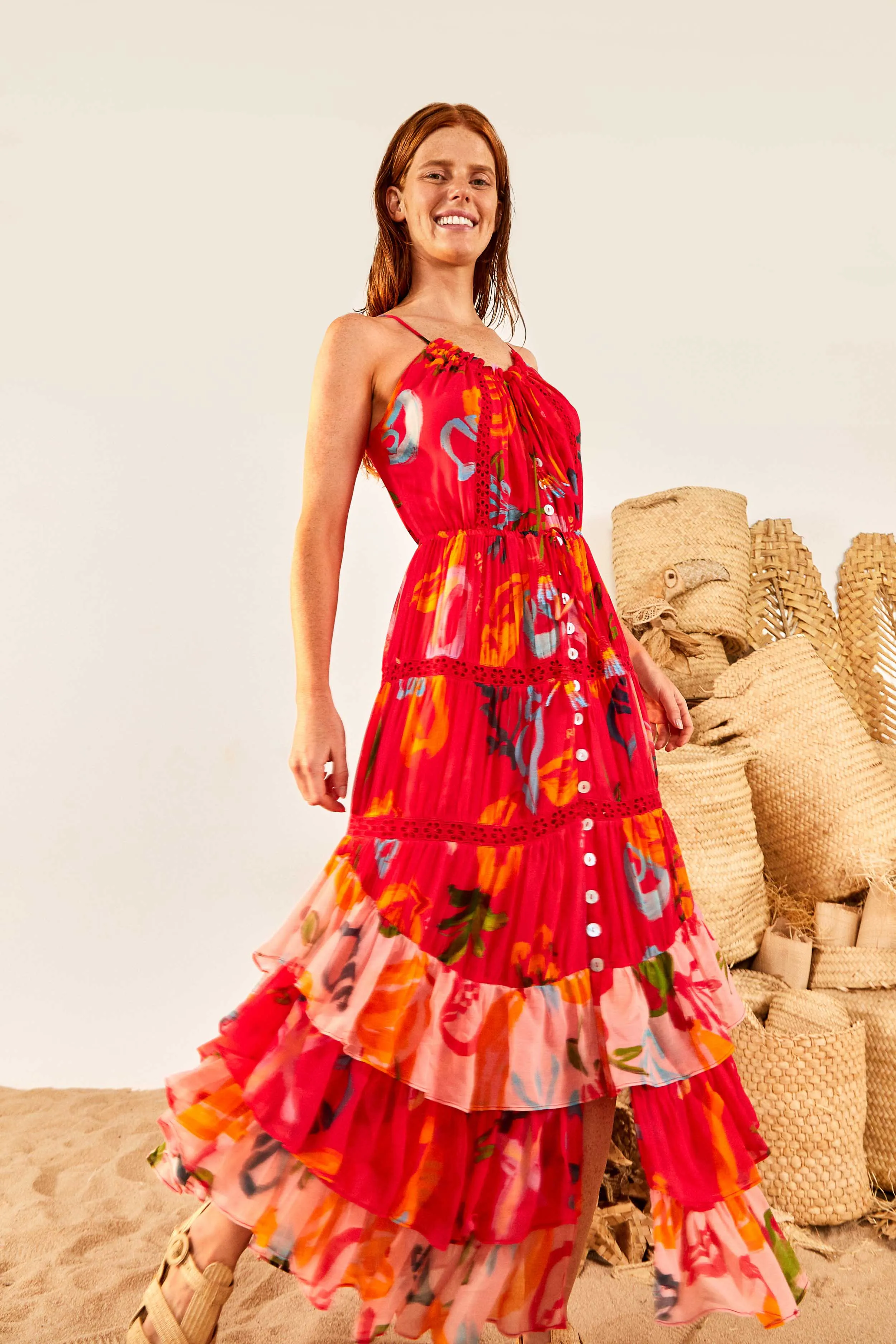 Red Mixed Fruits Ocean Maxi Dress sold by FARM Rio product image thumbnail 4