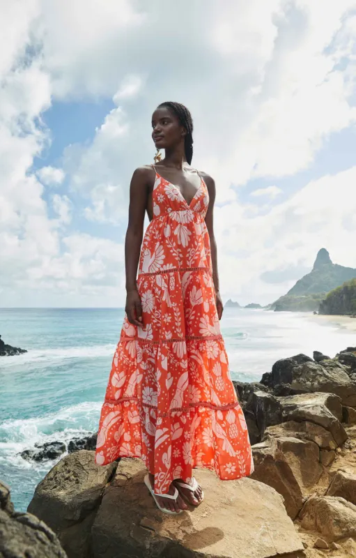 Orange Neon Jungle Maxi Dress sold by FARM Rio