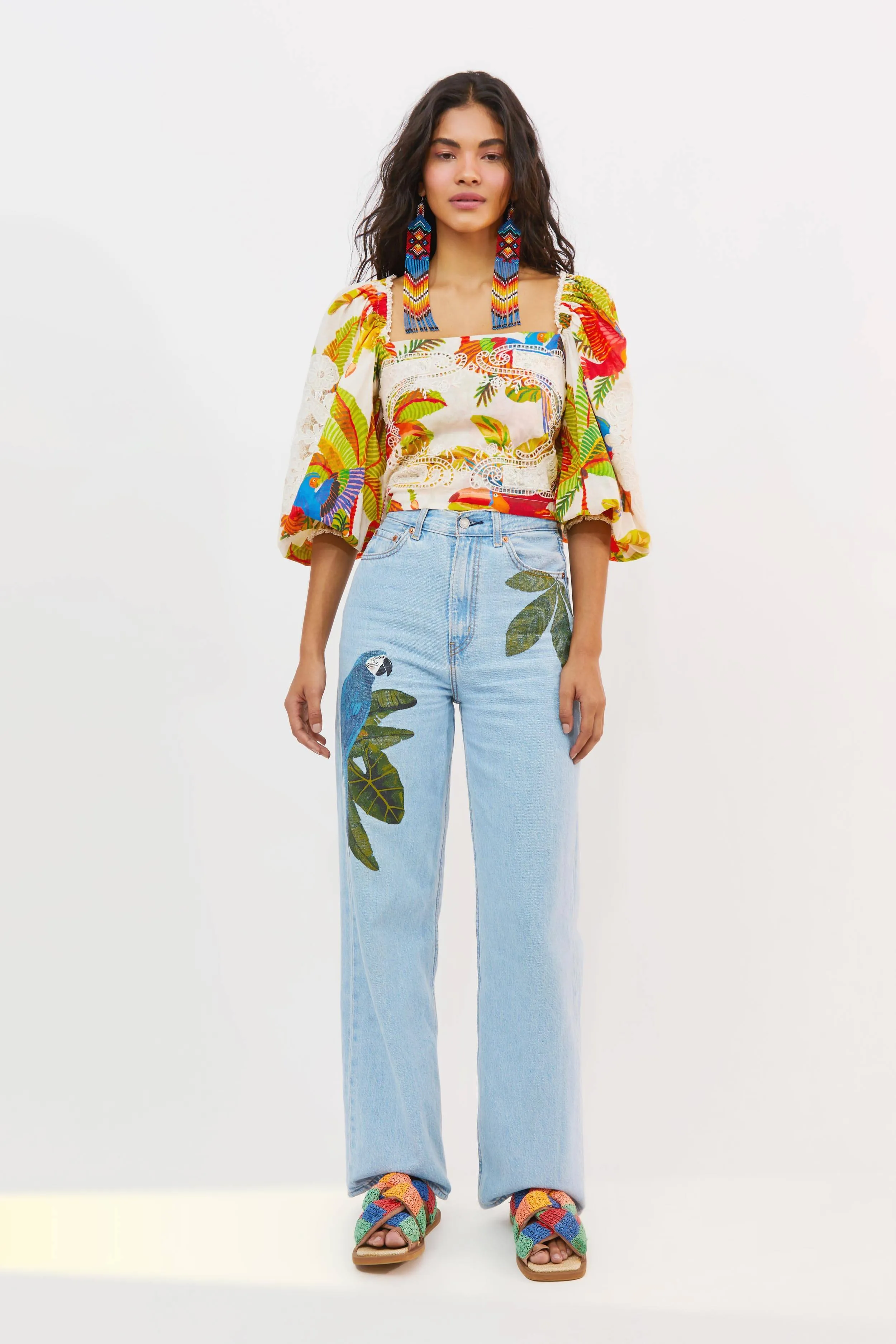 Off-White Forest Birds Blouse sold by FARM Rio product image thumbnail 4