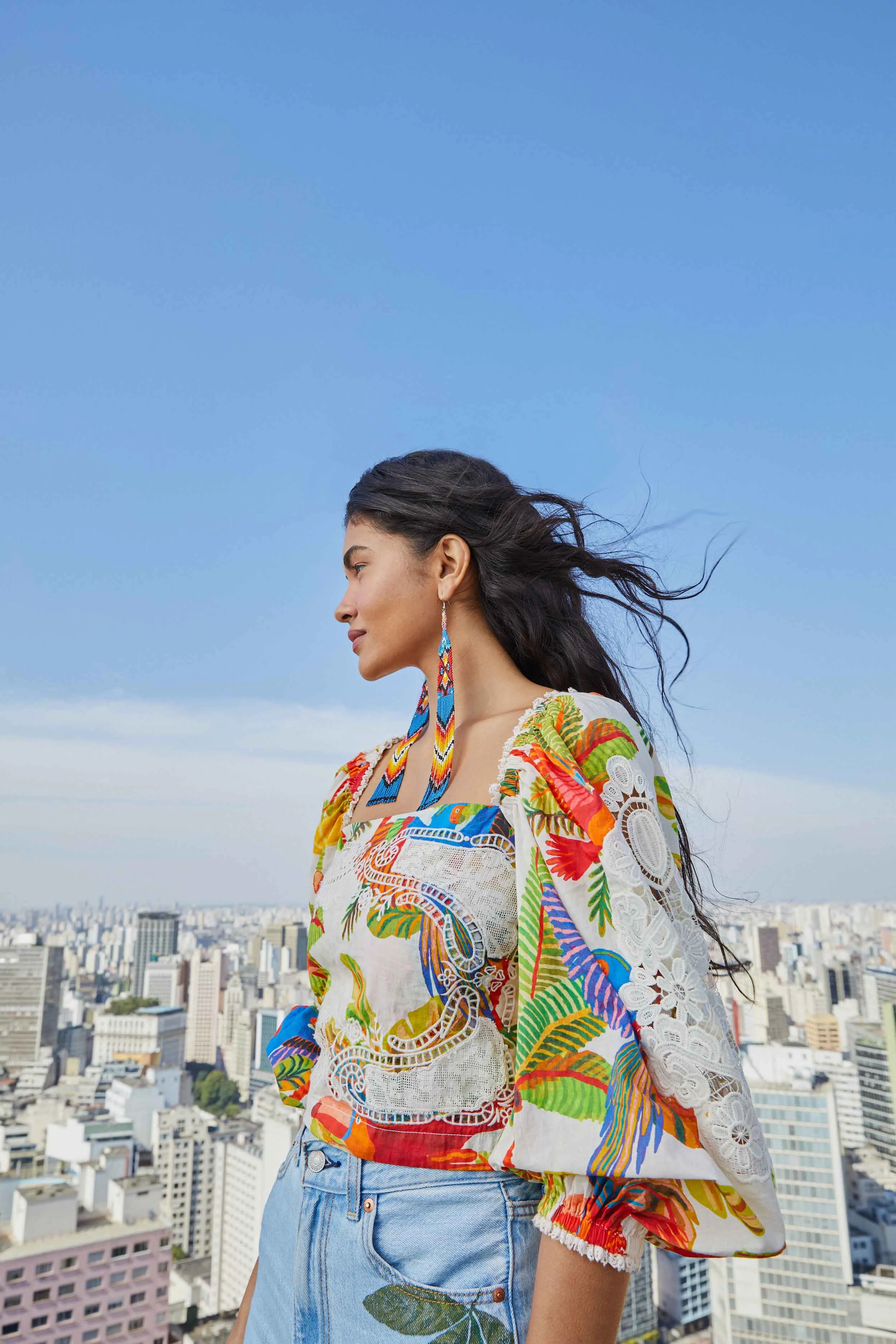 Off-White Forest Birds Blouse sold by FARM Rio product image thumbnail 5