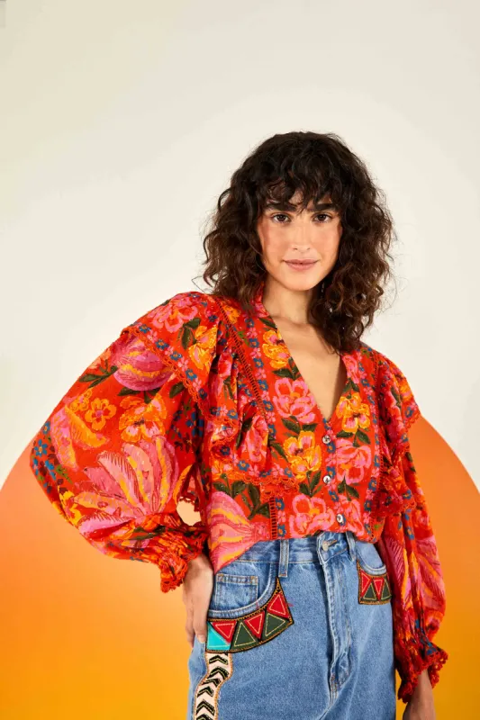Red Spring Bananas Blouse sold by FARM Rio