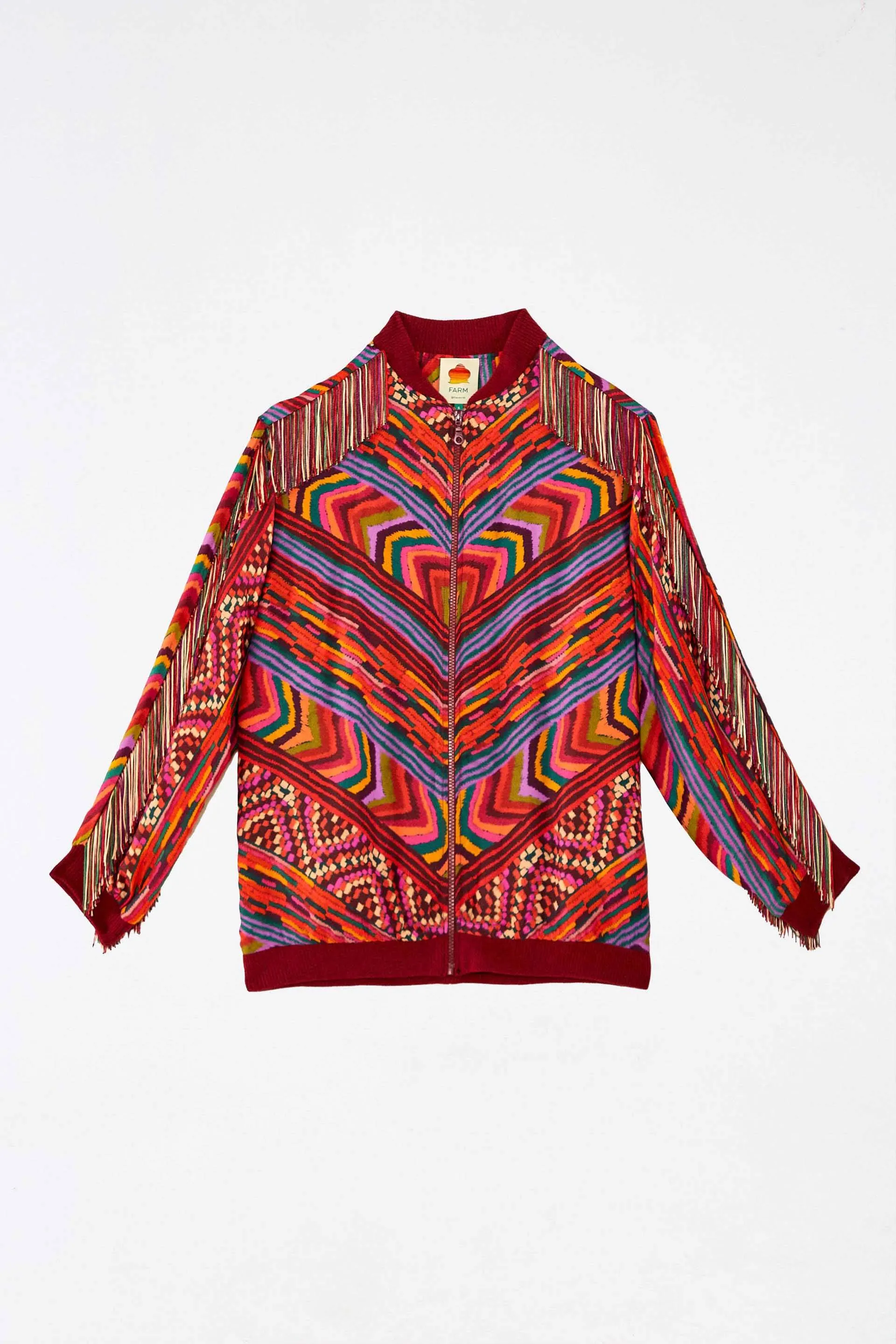 RED STRIPED PATCHES BOMBER JACKET sold by FARM Rio product image thumbnail 5