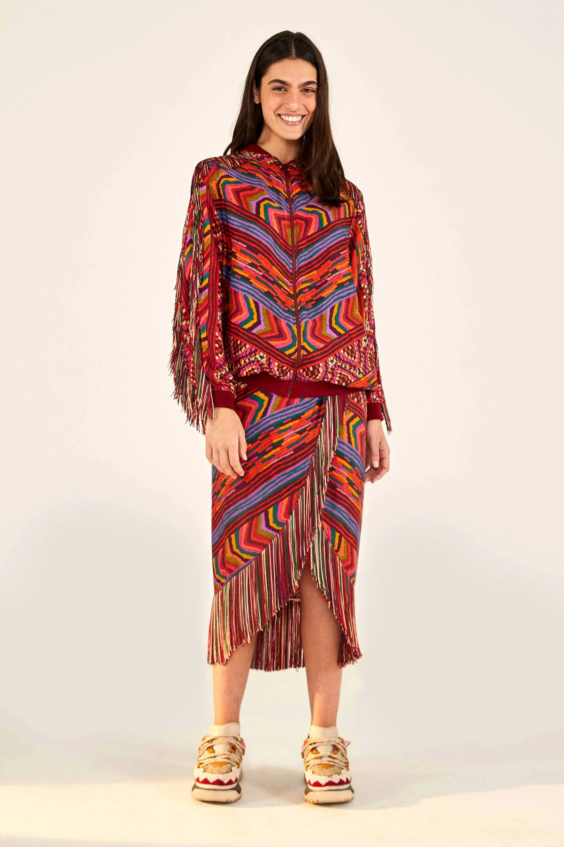 RED STRIPED PATCHES BOMBER JACKET sold by FARM Rio product image thumbnail 4