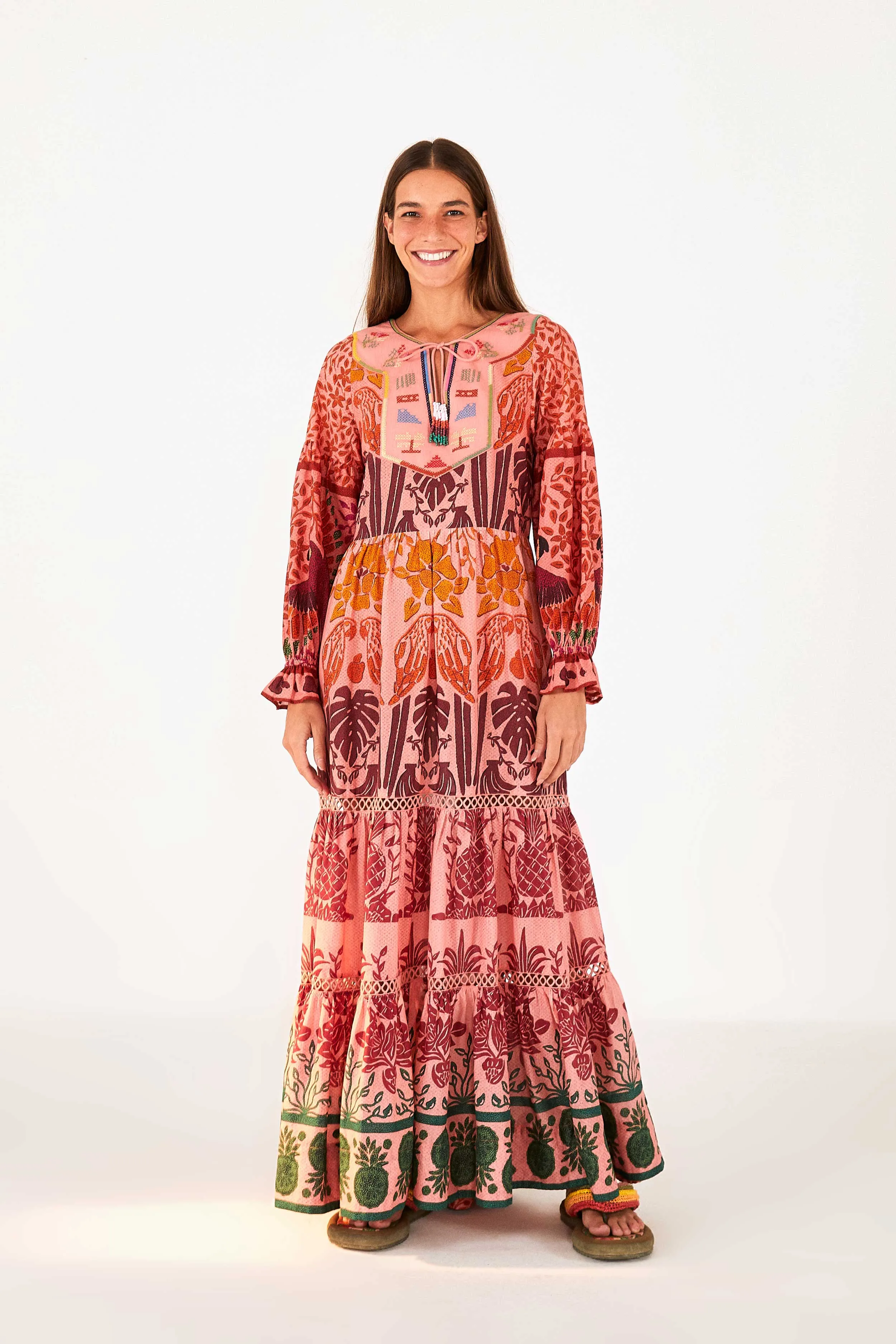 Pink Anika Print Macaws Maxi Dress sold by FARM Rio product image thumbnail 2