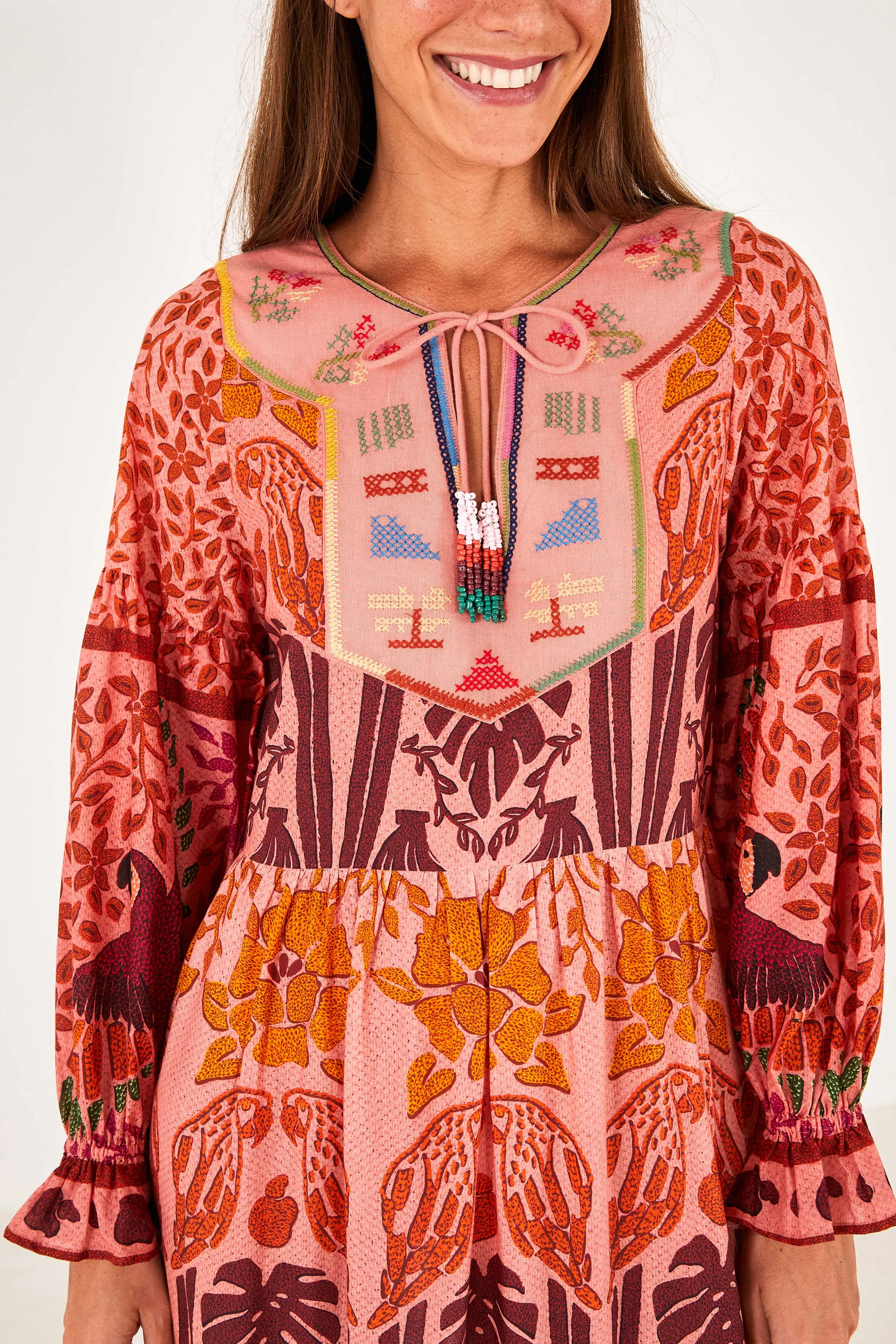 Pink Anika Print Macaws Maxi Dress sold by FARM Rio product image thumbnail 3