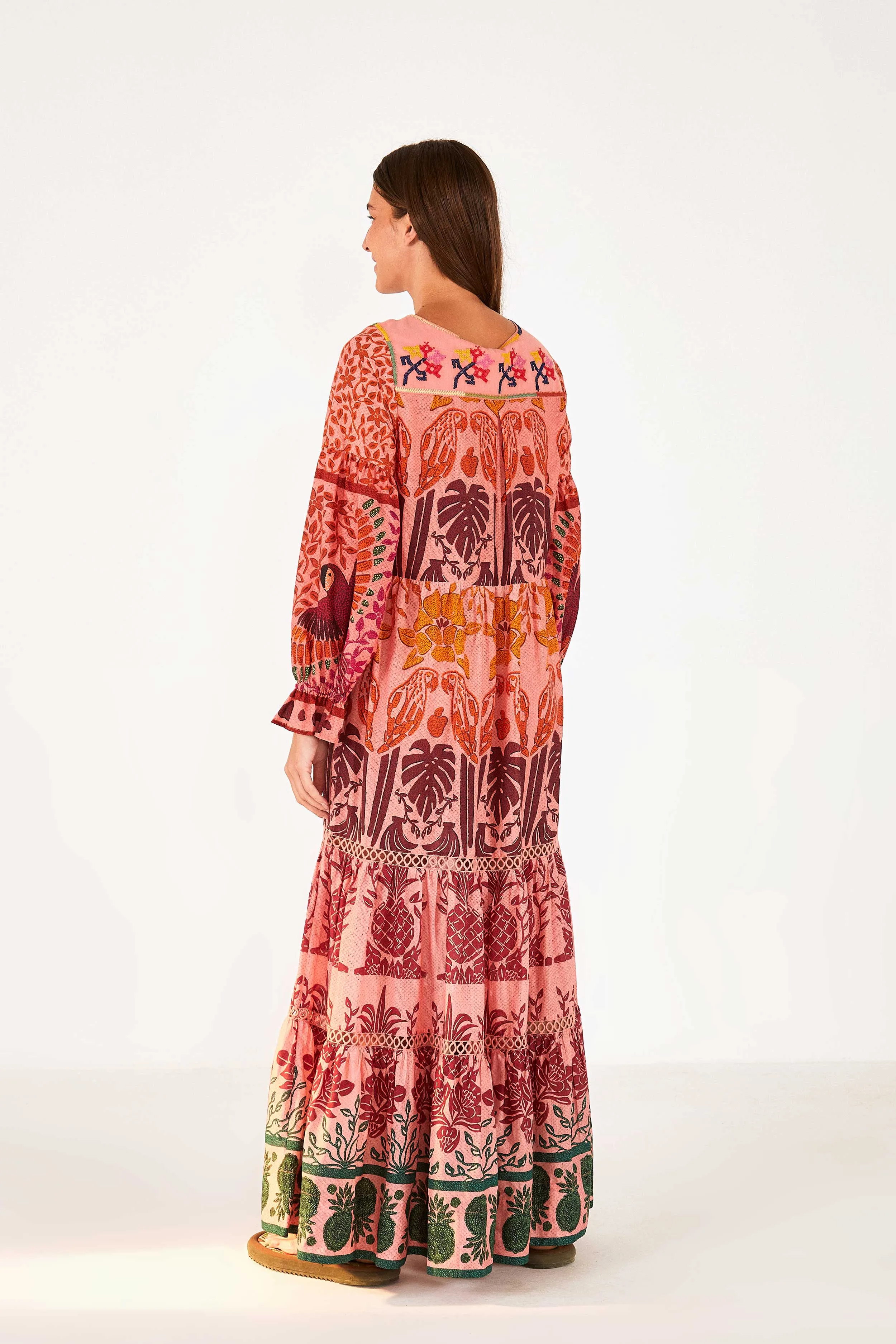 Pink Anika Print Macaws Maxi Dress sold by FARM Rio product image thumbnail 4