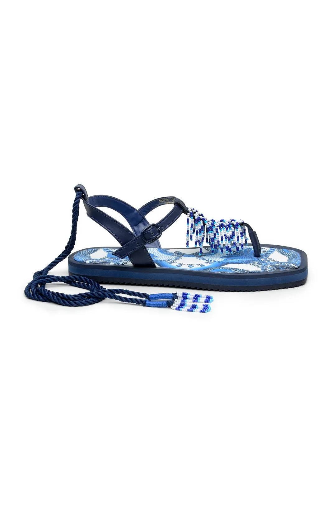 Blue Tile Beaded Flat Sandals sold by FARM Rio product image thumbnail 2