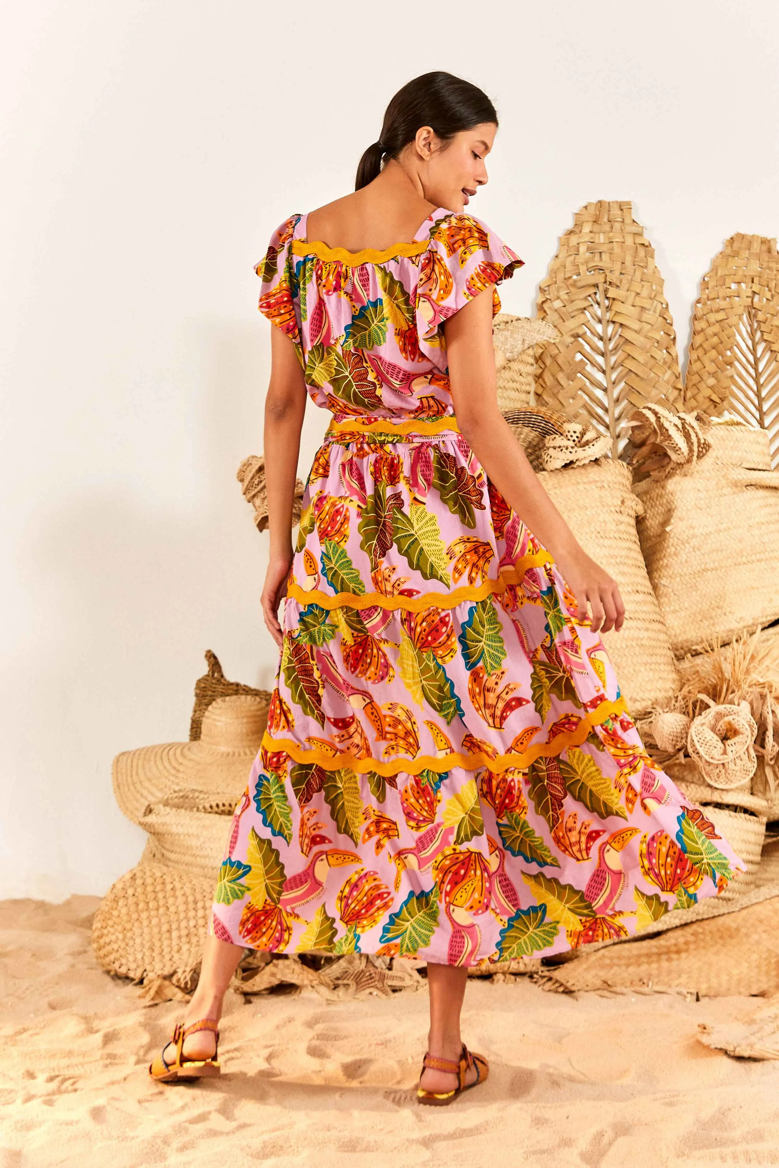 LILAC BEAKS & BANANAS MAXI DRESS sold by FARM Rio product image thumbnail 2