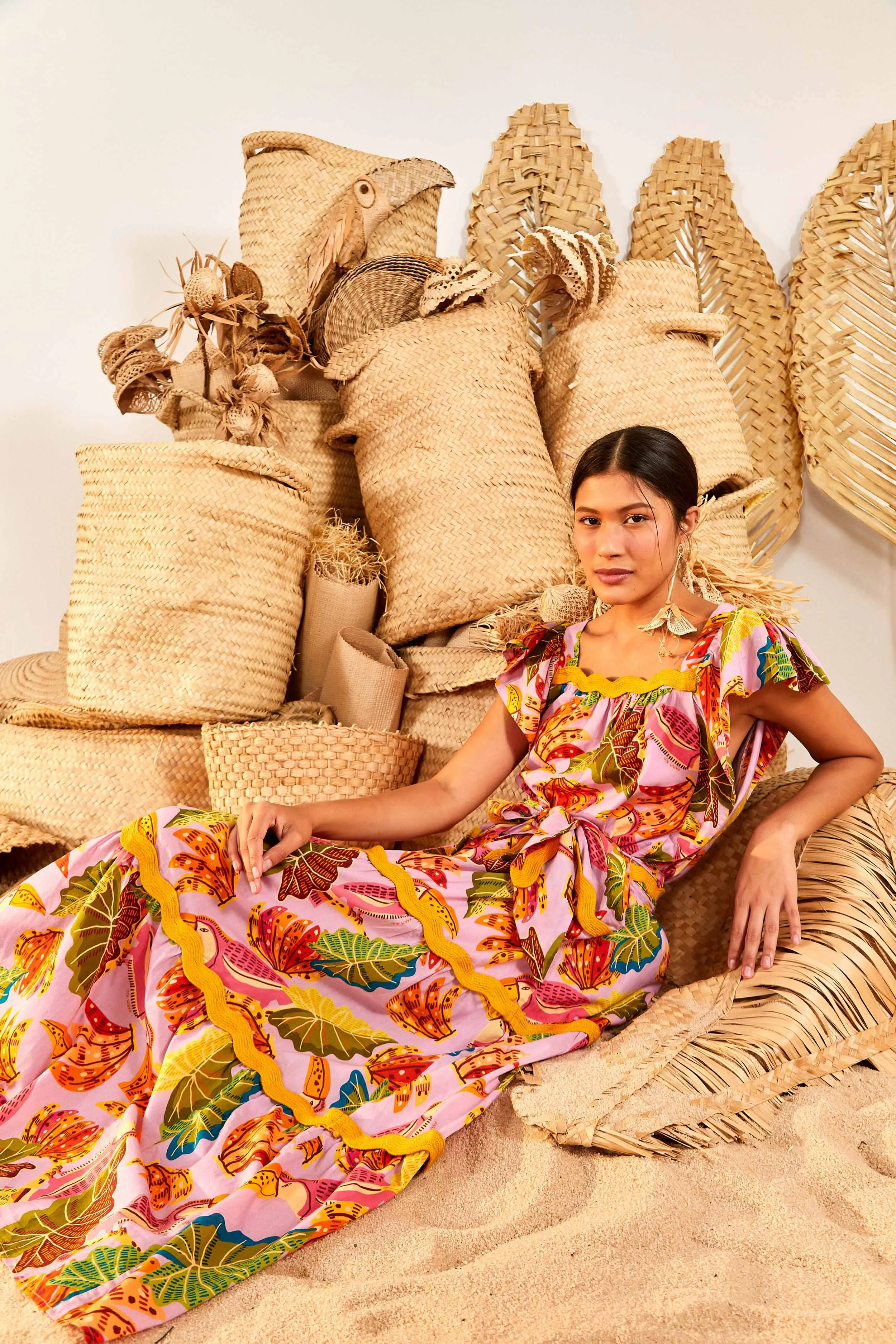 LILAC BEAKS & BANANAS MAXI DRESS sold by FARM Rio product image thumbnail 3