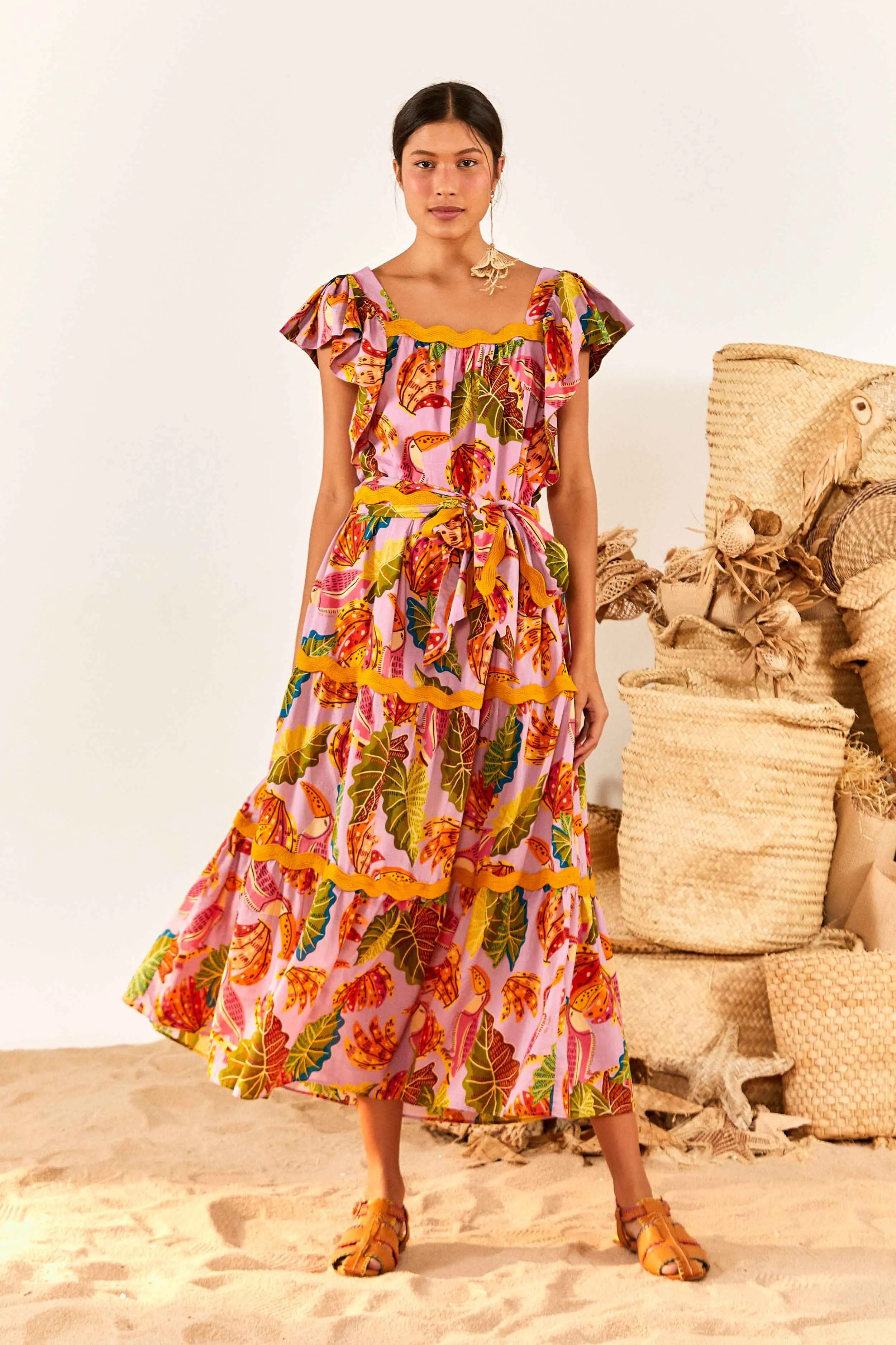 LILAC BEAKS & BANANAS MAXI DRESS sold by FARM Rio product image thumbnail 4