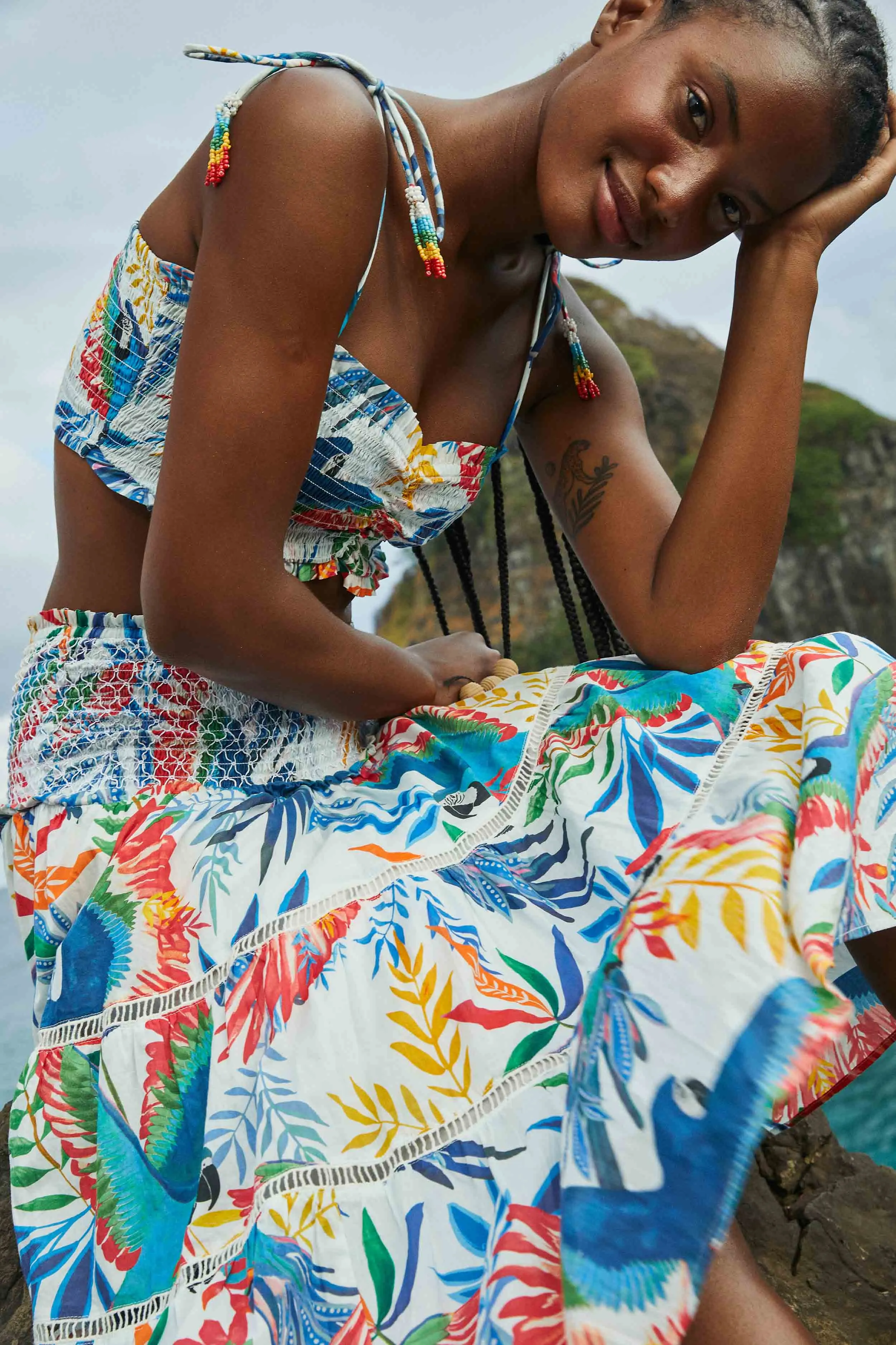 Macaw Wind Smocked Midi Skirt sold by FARM Rio product image thumbnail 2