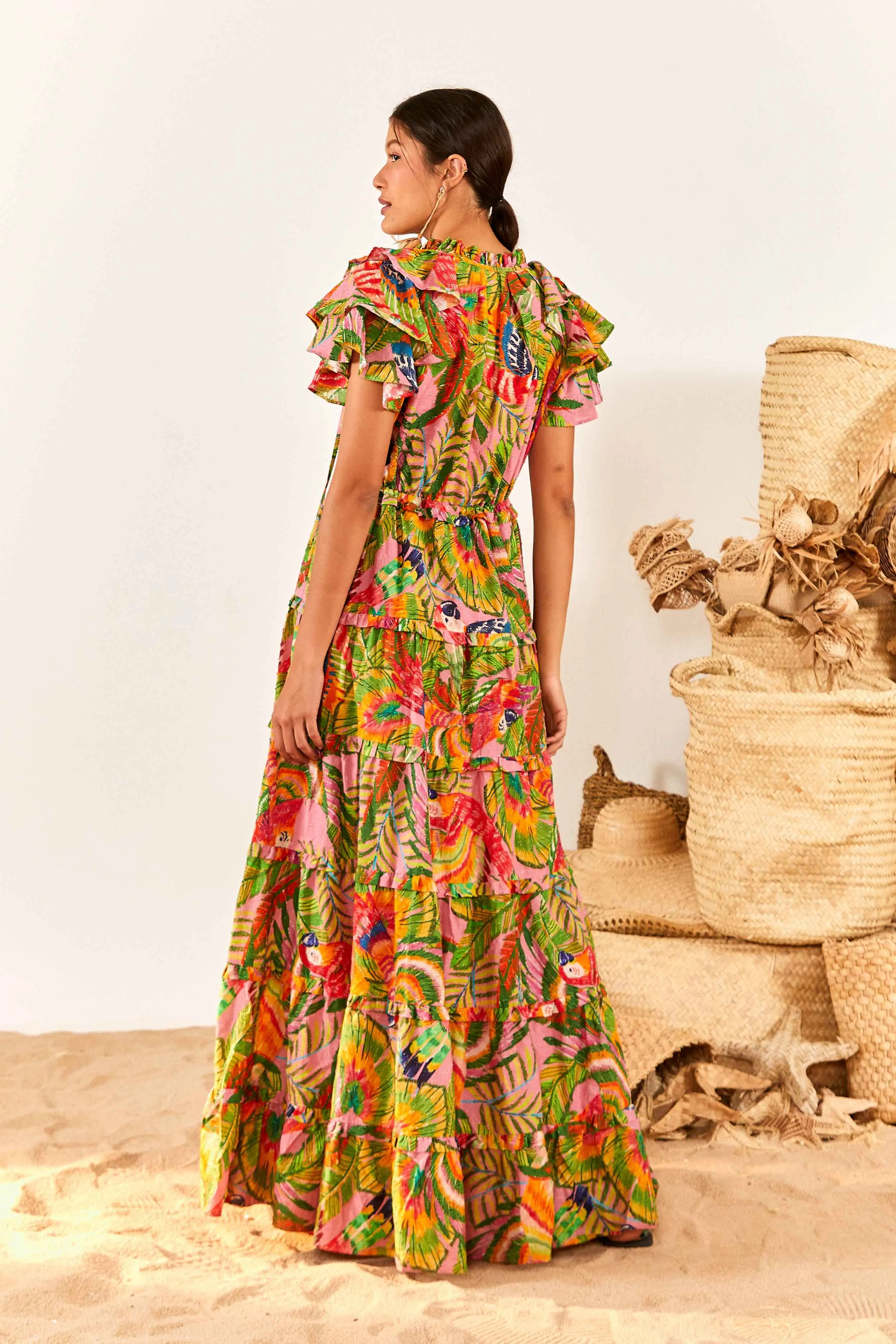 Macaw Leaves Flutter Sleeve Maxi Dress sold by FARM Rio product image thumbnail 2