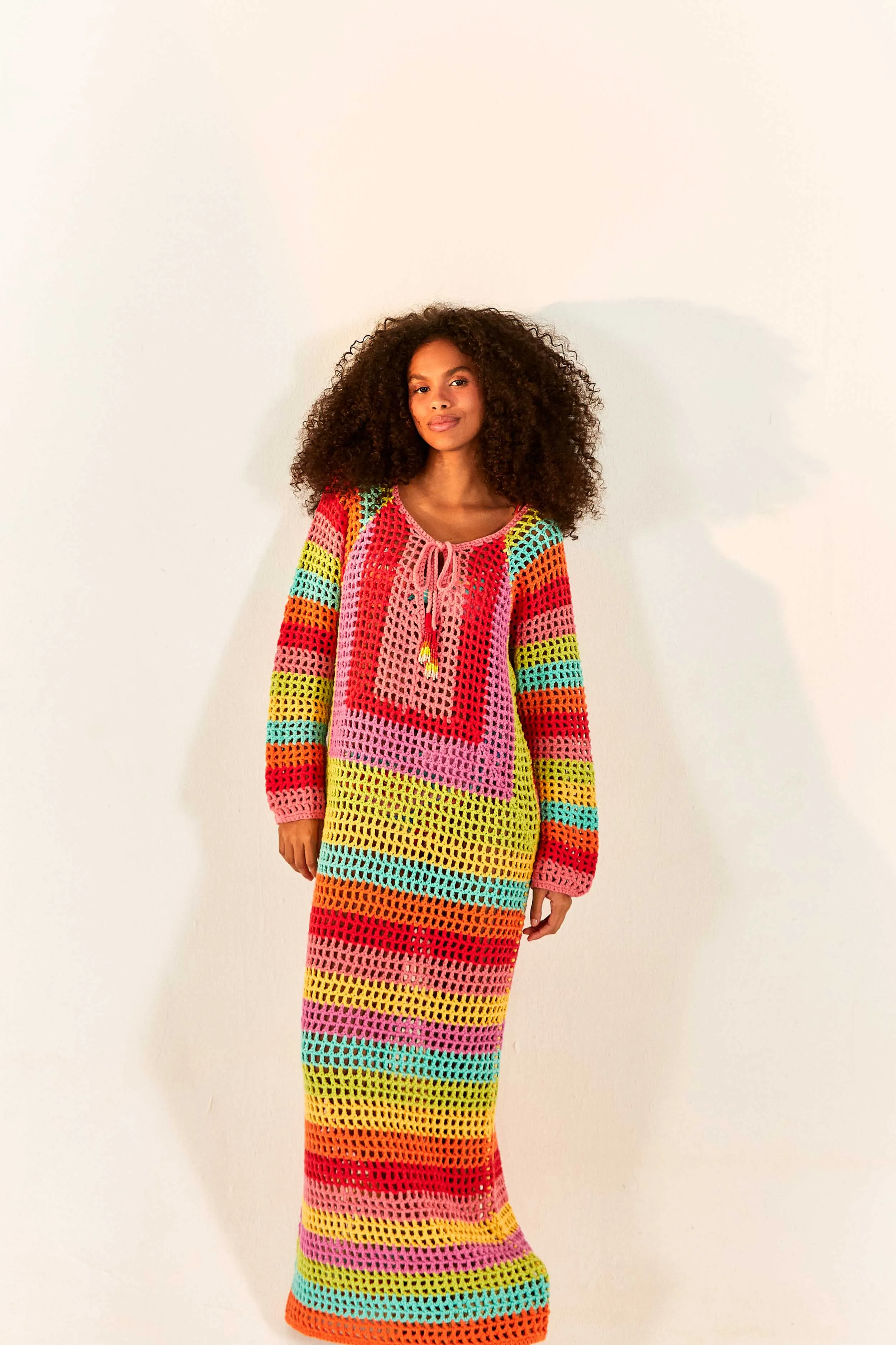 Striped Multicolor Crochet Dress sold by FARM Rio