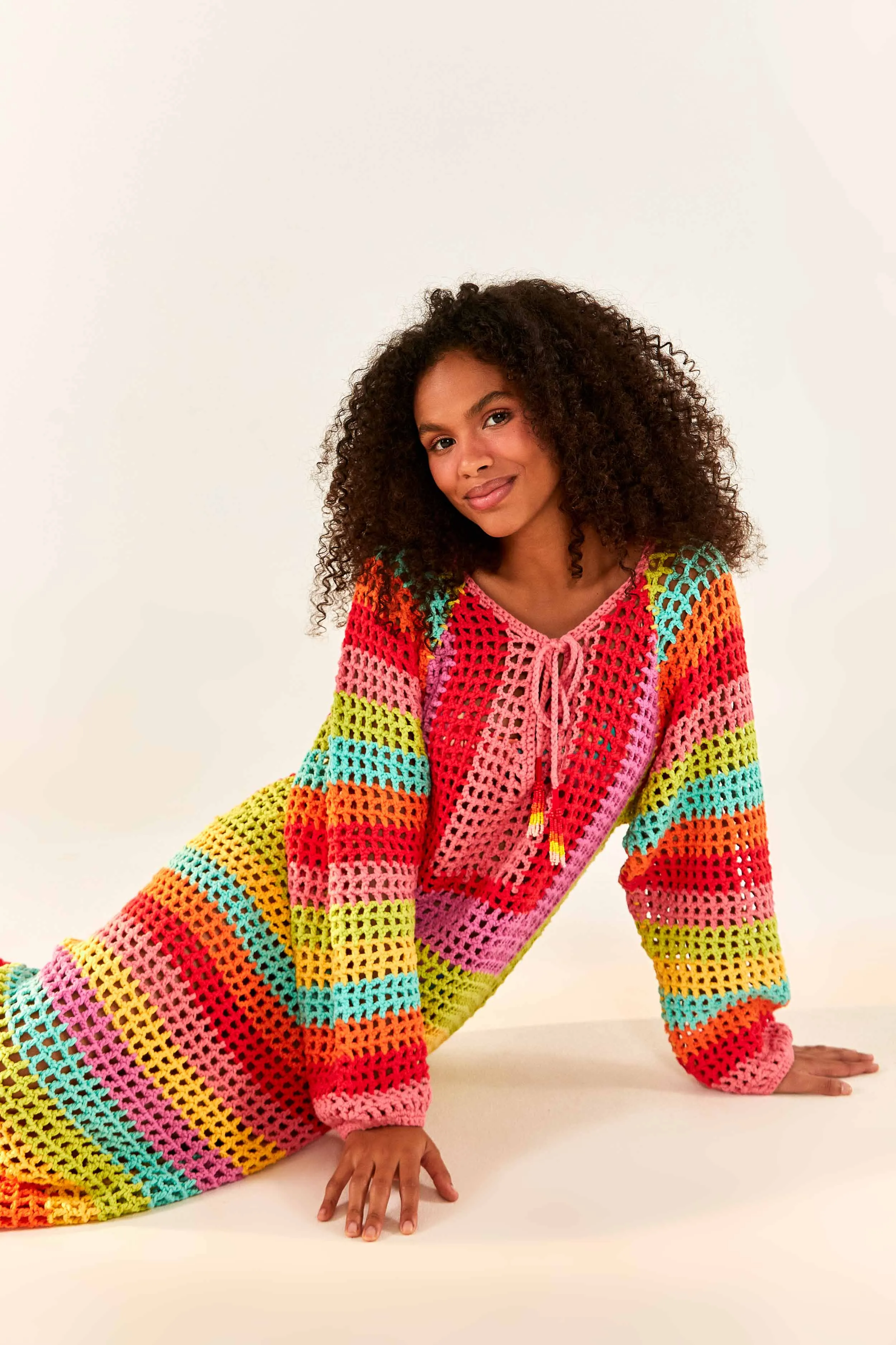 Striped Multicolor Crochet Dress sold by FARM Rio product image thumbnail 3