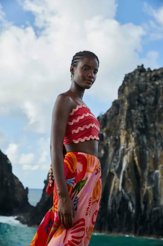 Red Wrap Top sold by FARM Rio