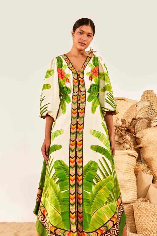 Fresh Forest Scarf V Neck Midi Dress sold by FARM Rio
