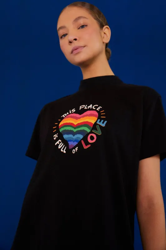 This Place Is Full Of Love Black Cropped Tee sold by FARM Rio