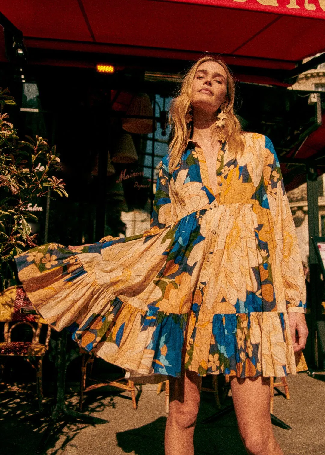 Mandacaru Floral Black Hilma Short Dress sold by FARM Rio