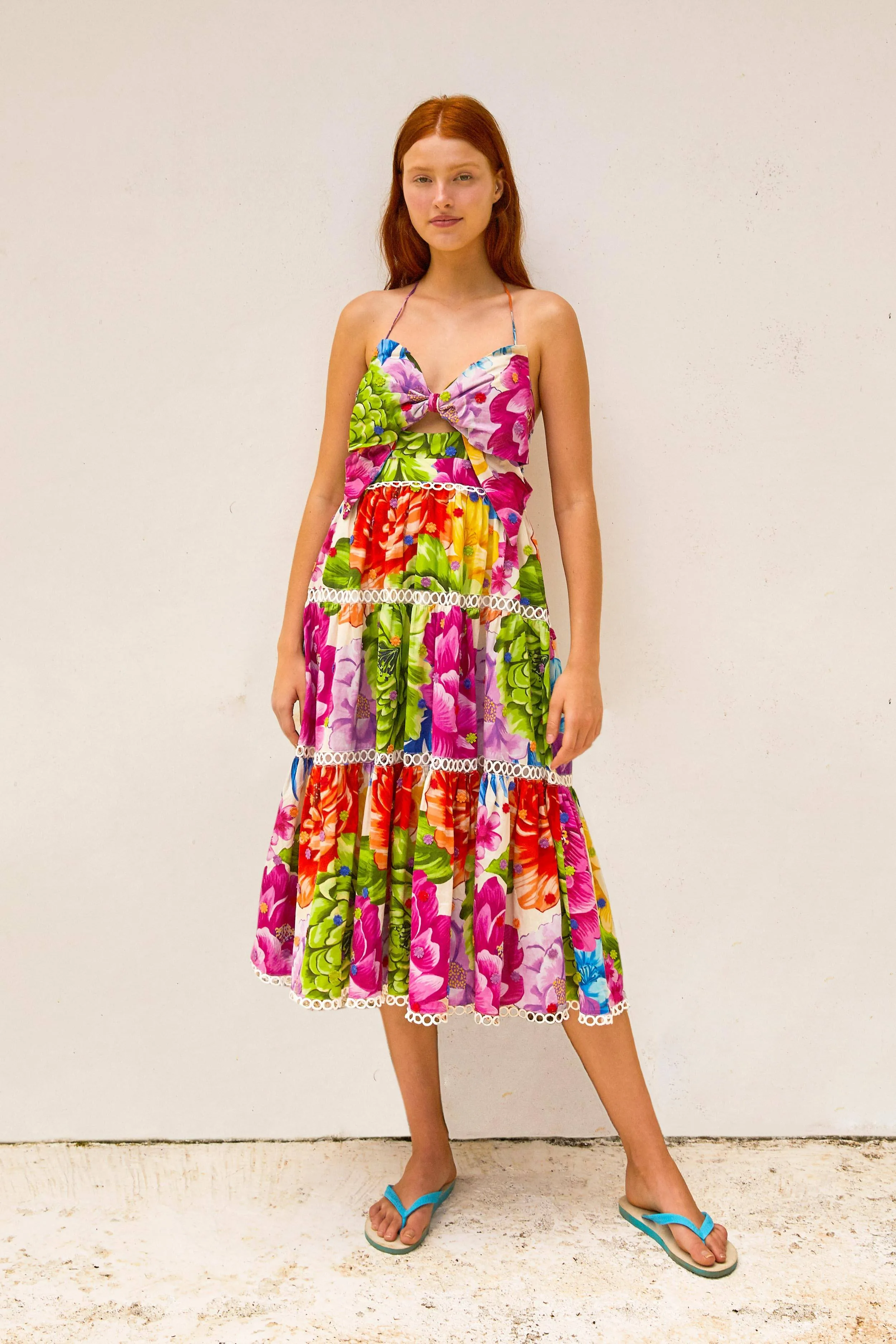 RAINBOW CHITA FLOWER MIDI DRESS sold by FARM Rio