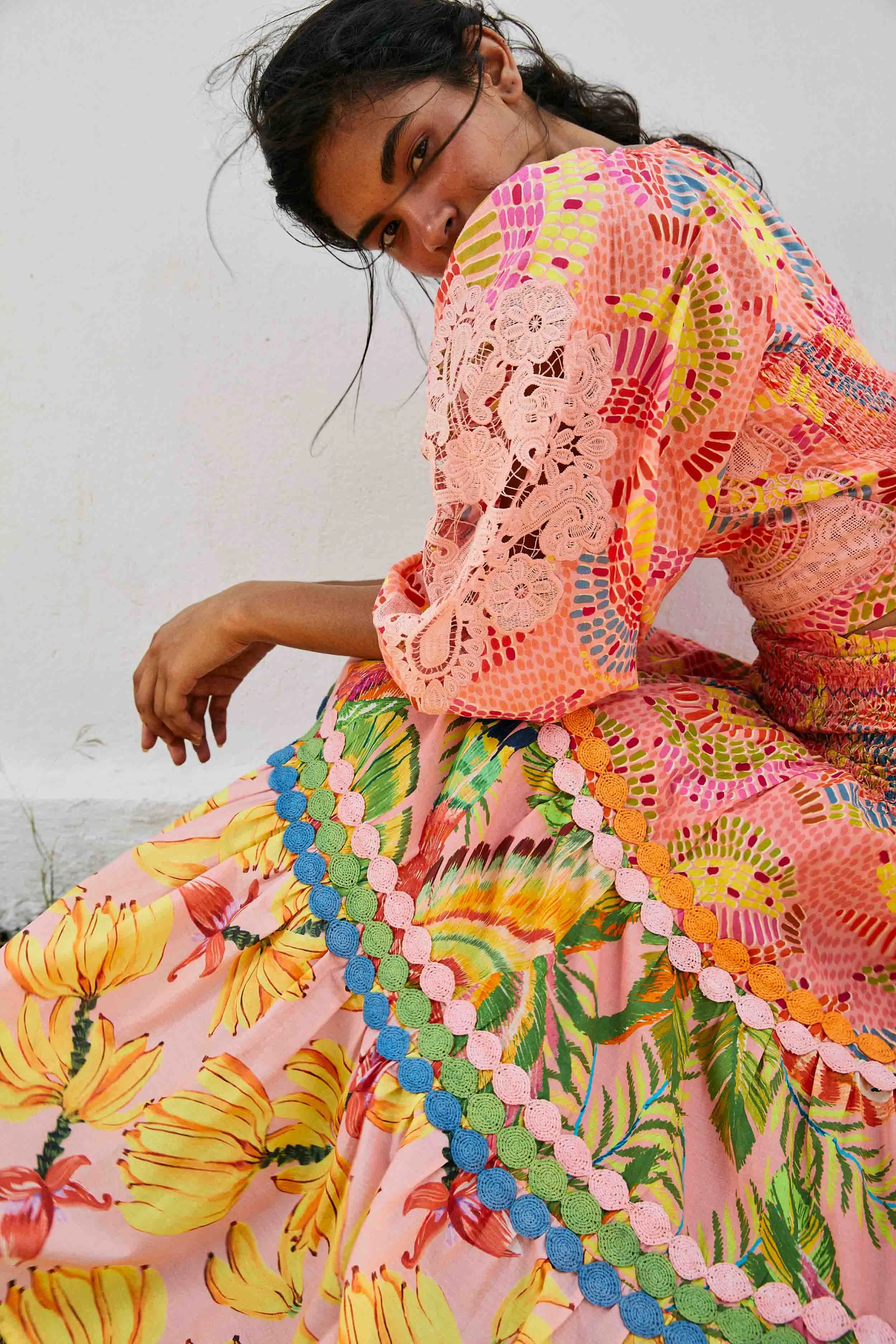 Mixed Pink Prints Midi Skirt sold by FARM Rio product image thumbnail 3