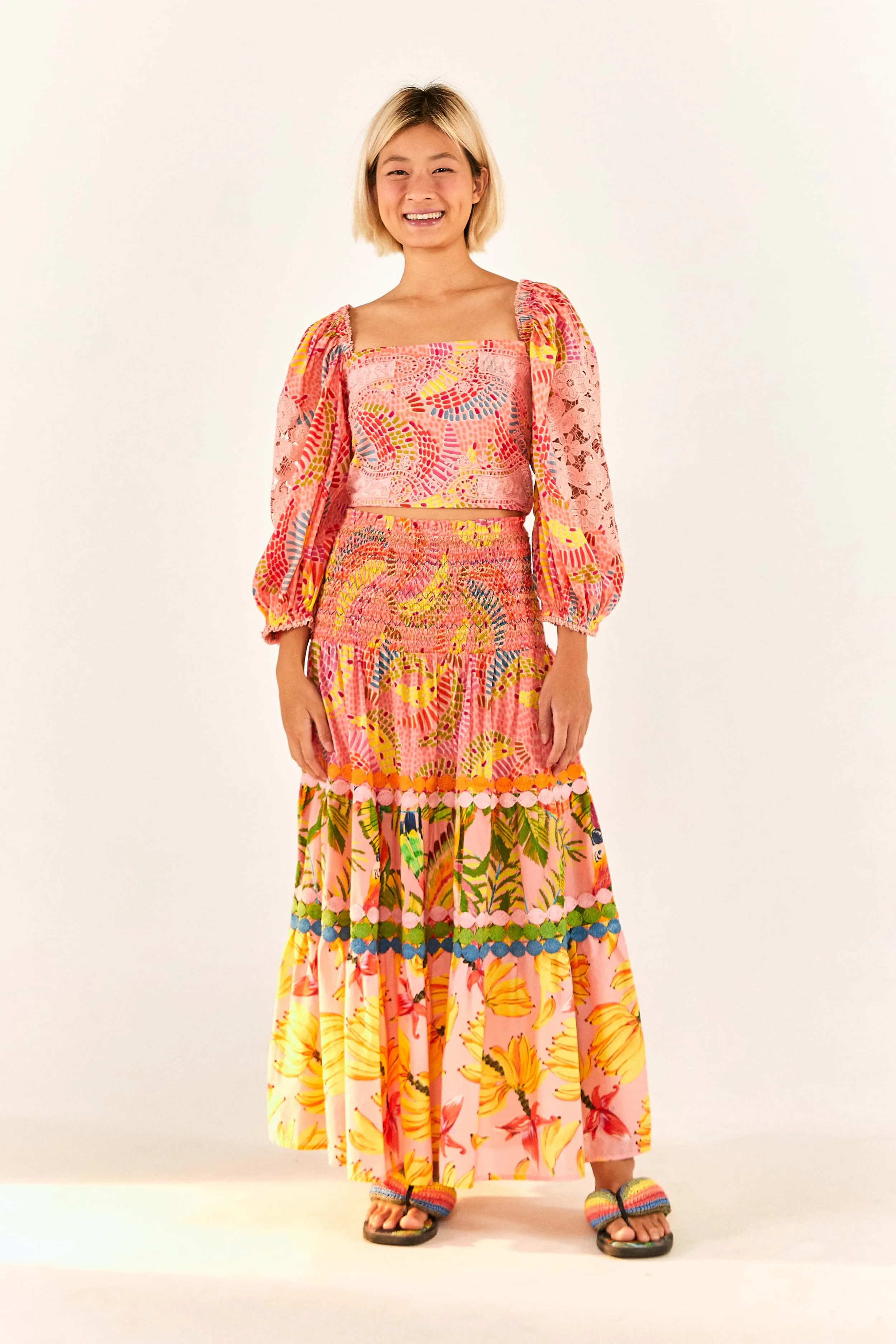 Mixed Pink Prints Midi Skirt sold by FARM Rio product image thumbnail 4