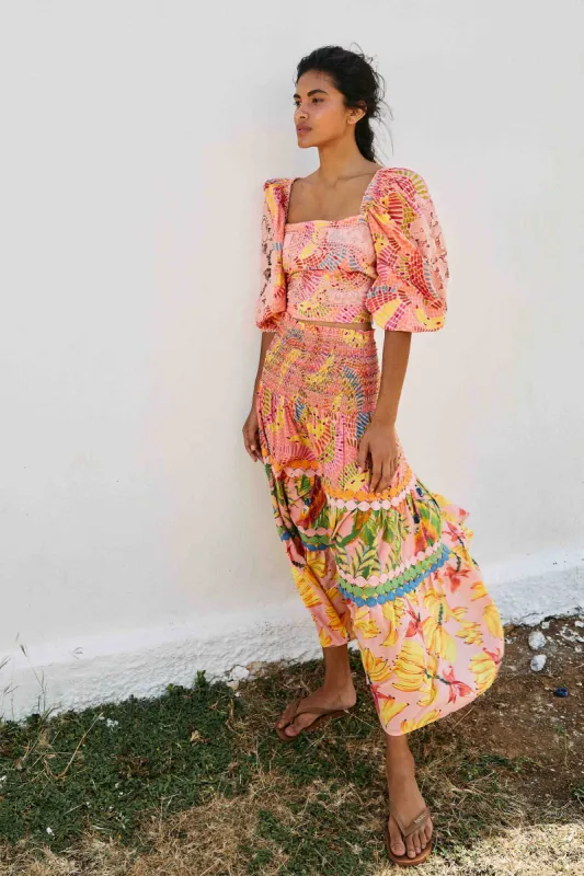 Mixed Pink Prints Midi Skirt sold by FARM Rio