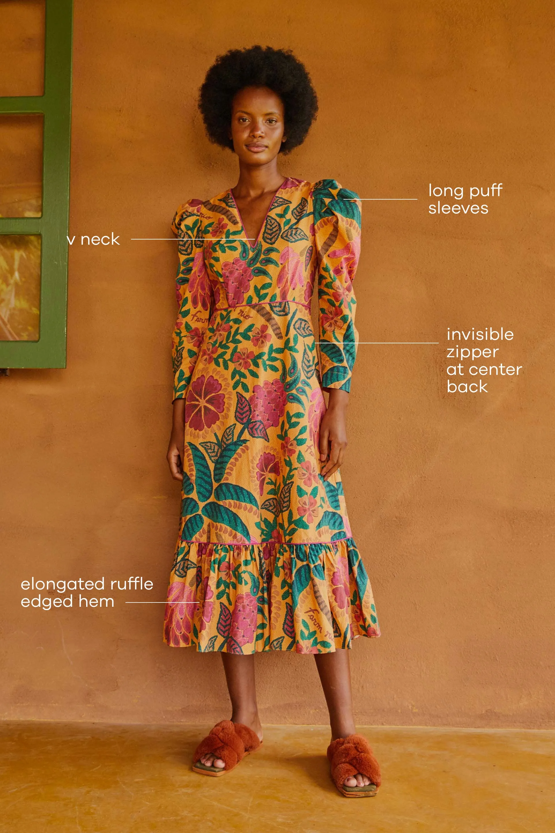 YELLOW FLOWERDOSCOPIC MIDI DRESS sold by FARM Rio product image thumbnail 2