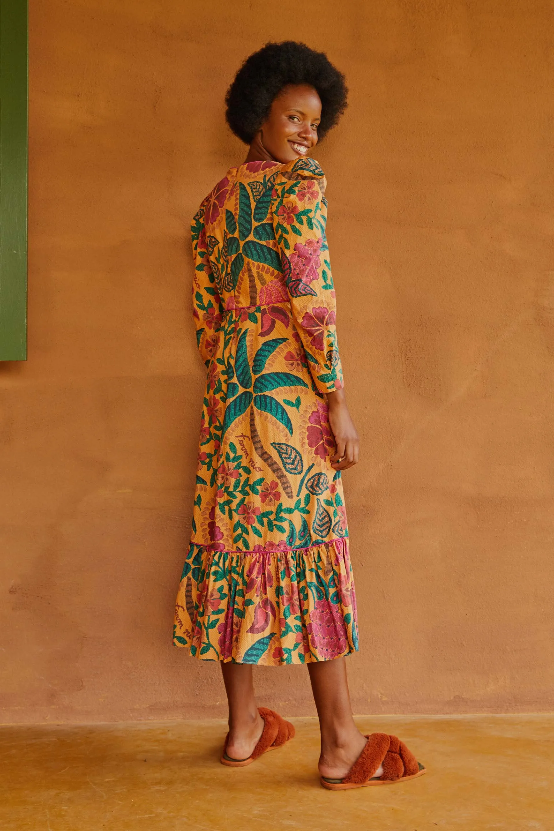 YELLOW FLOWERDOSCOPIC MIDI DRESS sold by FARM Rio product image thumbnail 3