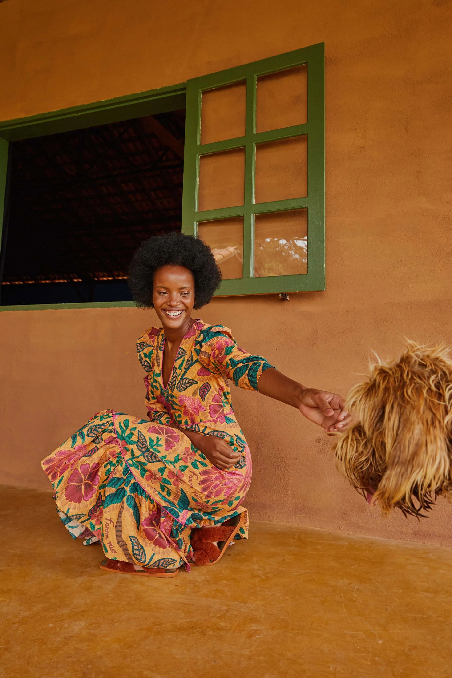 YELLOW FLOWERDOSCOPIC MIDI DRESS sold by FARM Rio product image thumbnail 5