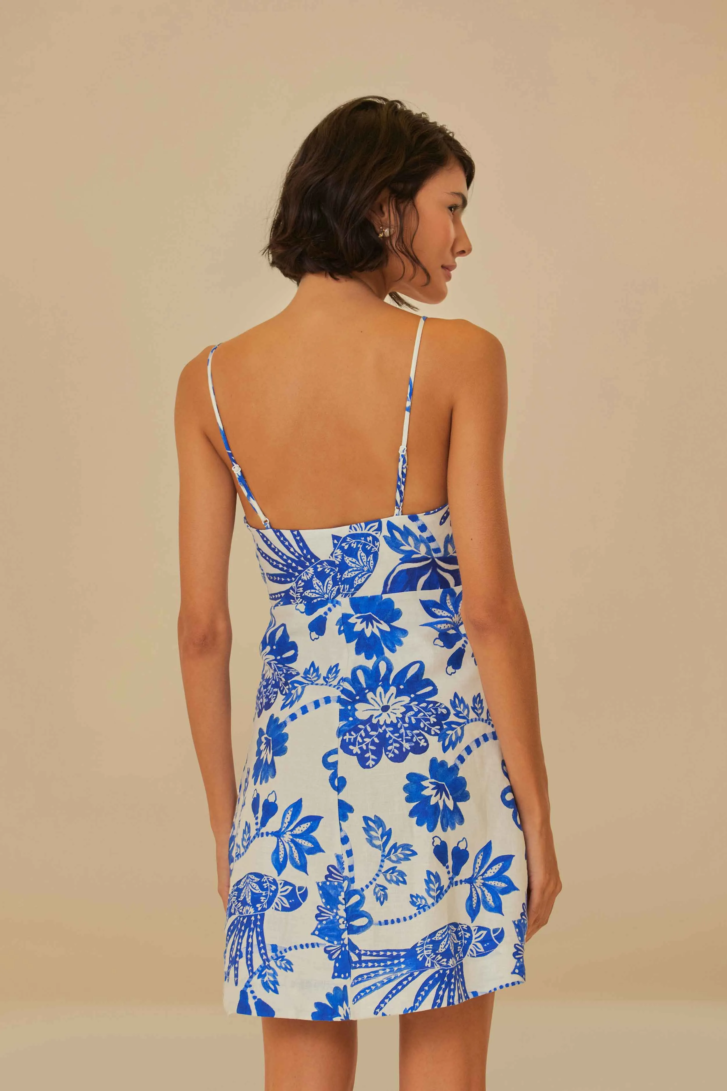 Off-White Floral Birds Euroflax™ Mini Dress sold by FARM Rio product image thumbnail 4