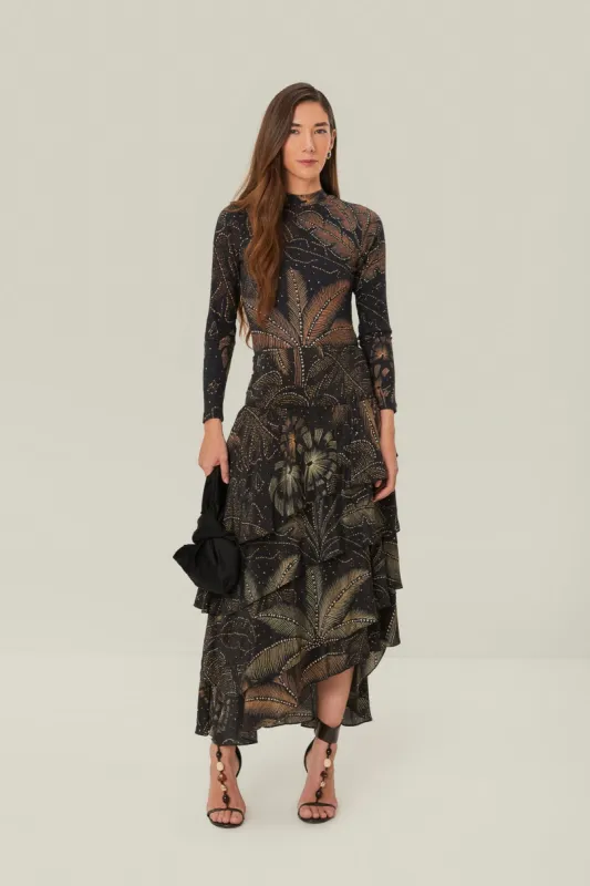 Black Golden Foliage Bodysuit sold by FARM Rio