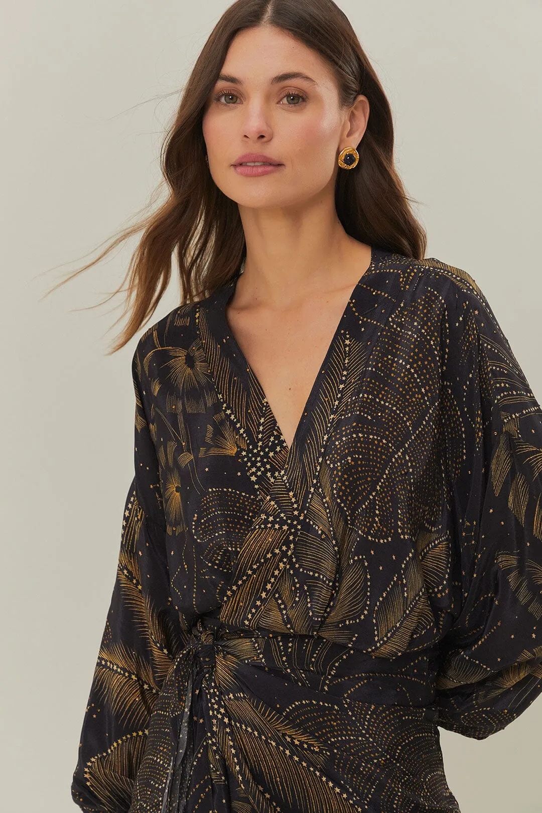 Black Golden Foliage Mini Dress sold by FARM Rio product image thumbnail 2