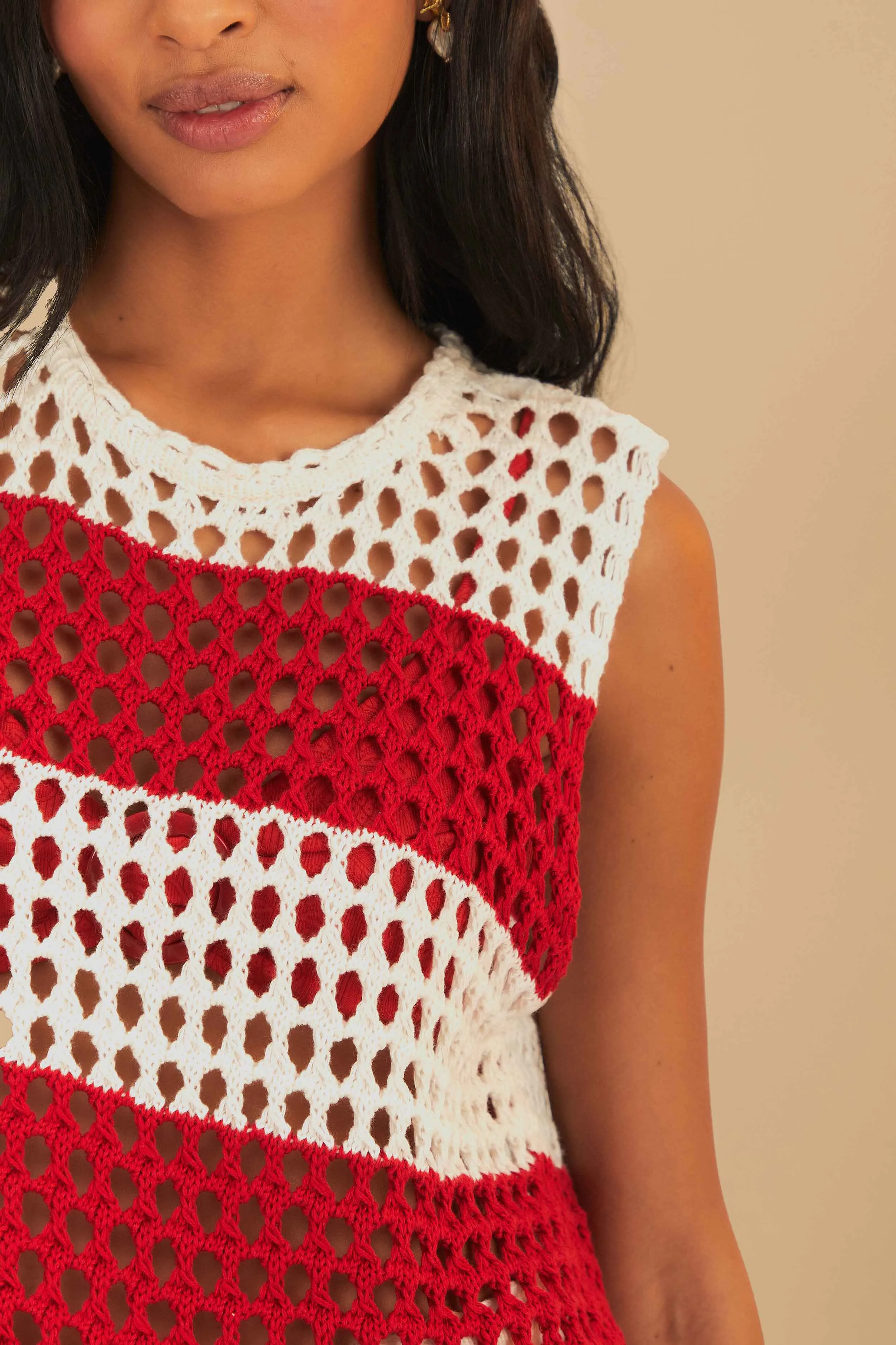 Red Stripes Crochet Blouse sold by FARM Rio product image thumbnail 3