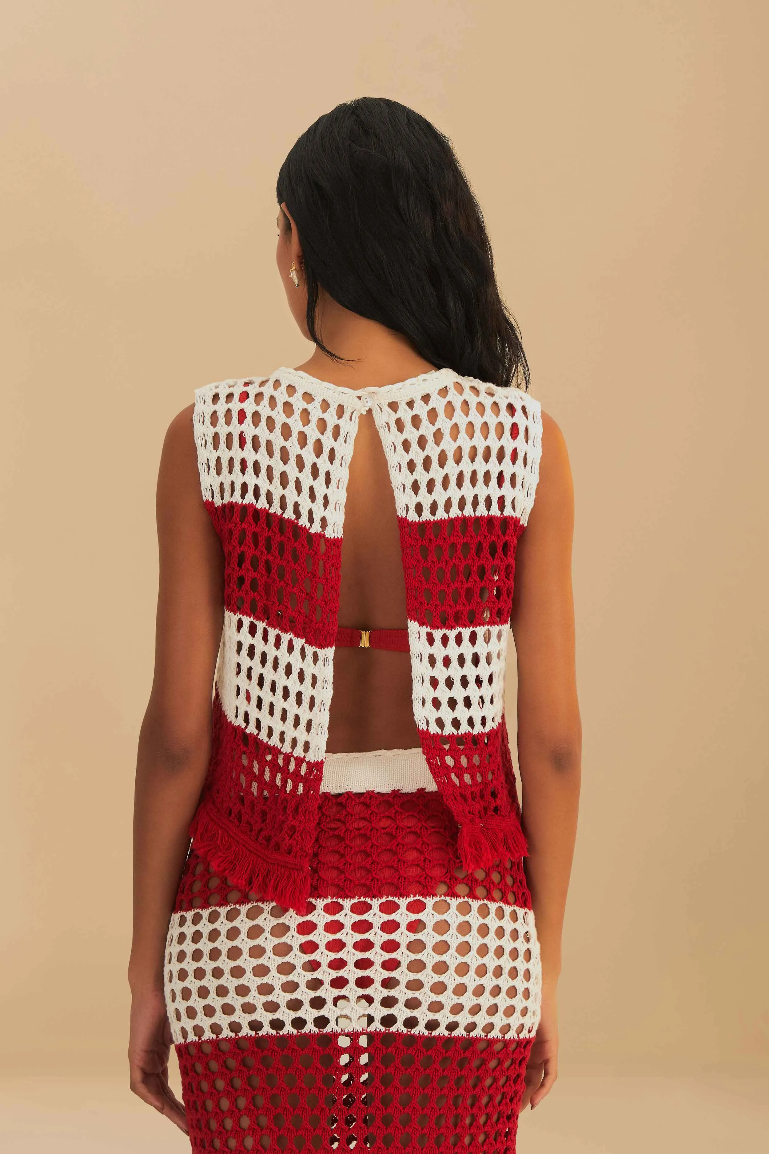 Red Stripes Crochet Blouse sold by FARM Rio product image thumbnail 4