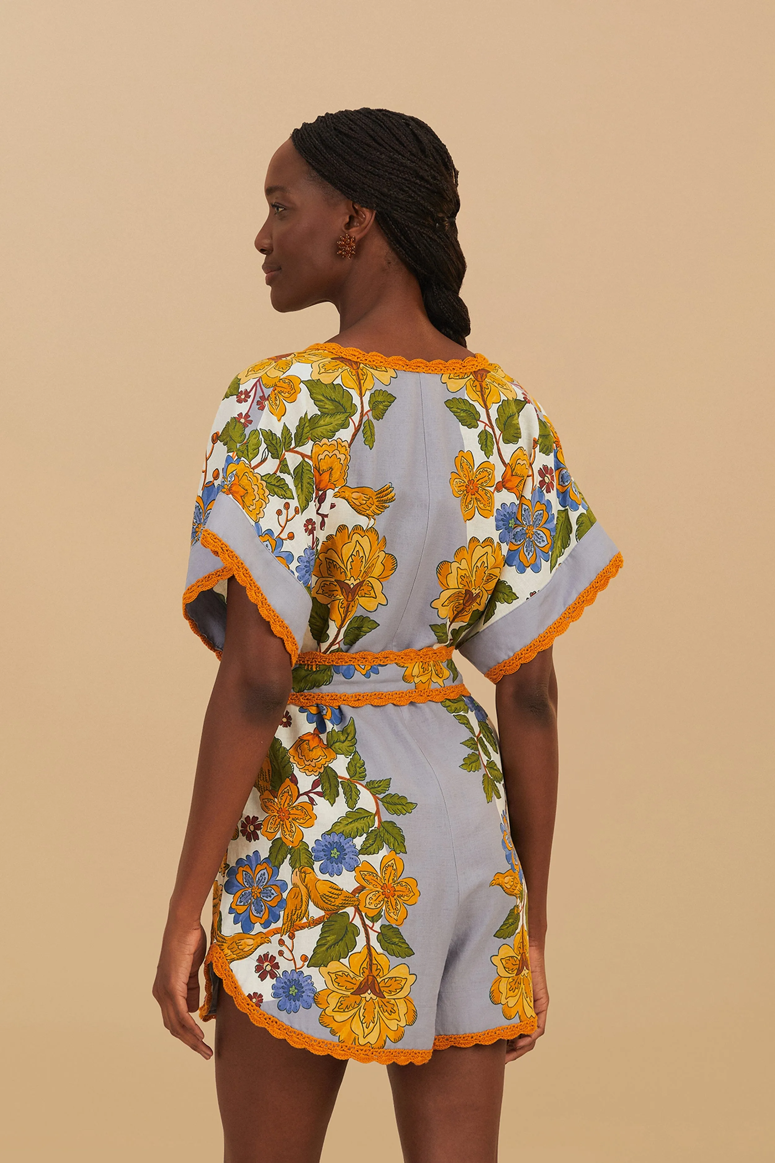 Blue Garden Scarf Romper sold by FARM Rio product image thumbnail 4