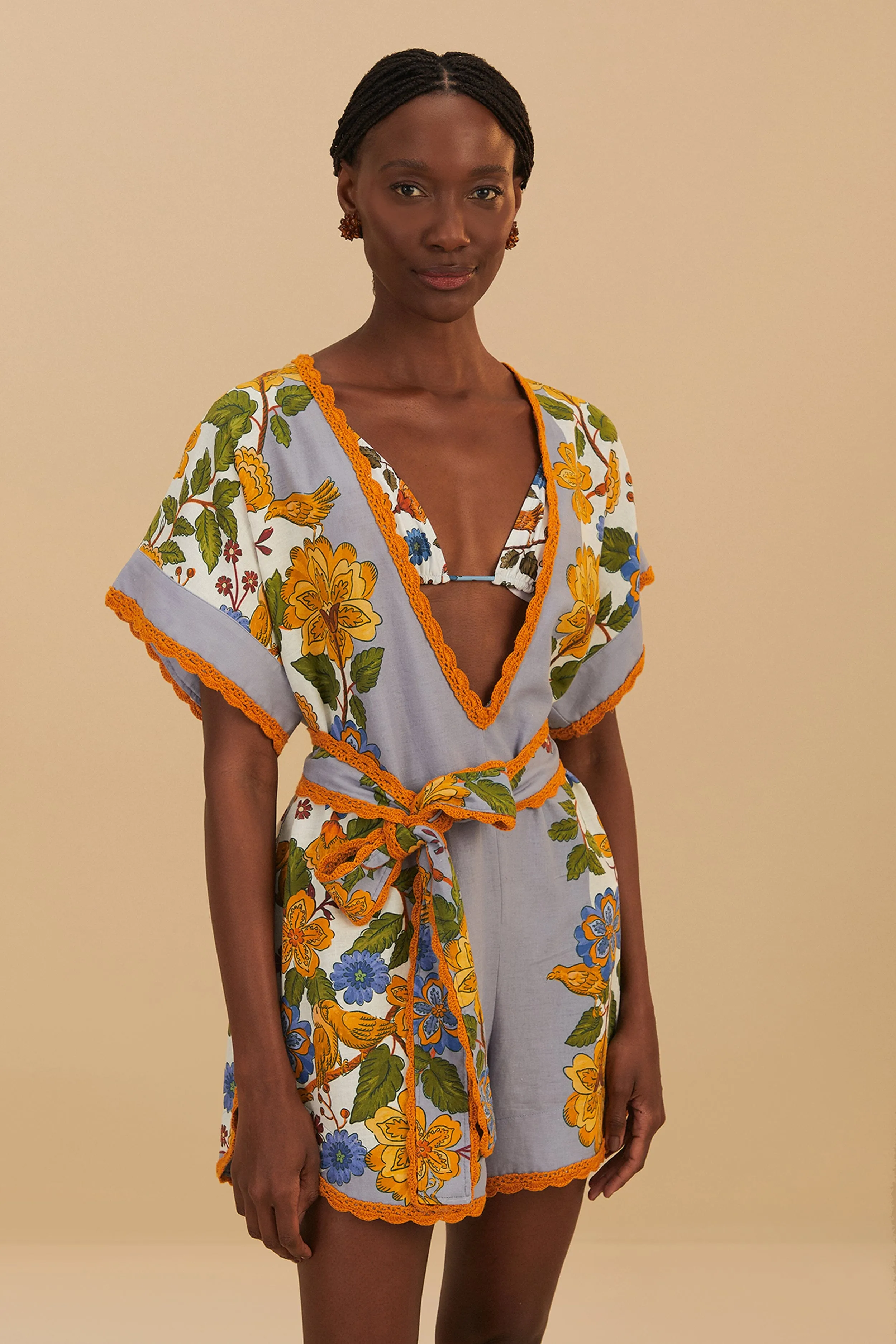 Blue Garden Scarf Romper sold by FARM Rio product image thumbnail 2