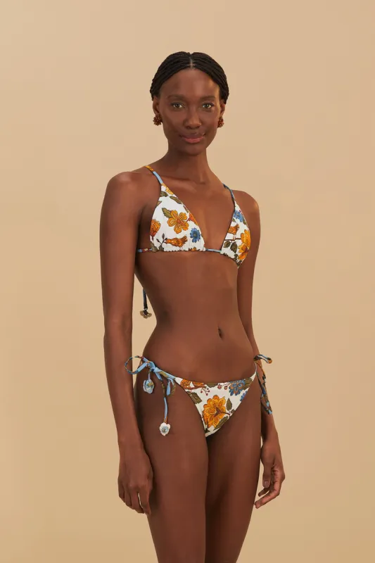 Off-White Garden Scarf Side Tie Reversible Bikini Bottom sold by FARM Rio