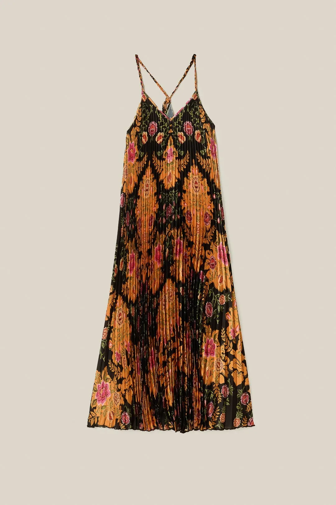 Black Arabesque Floral Pleated Midi Dress sold by FARM Rio product image thumbnail 5