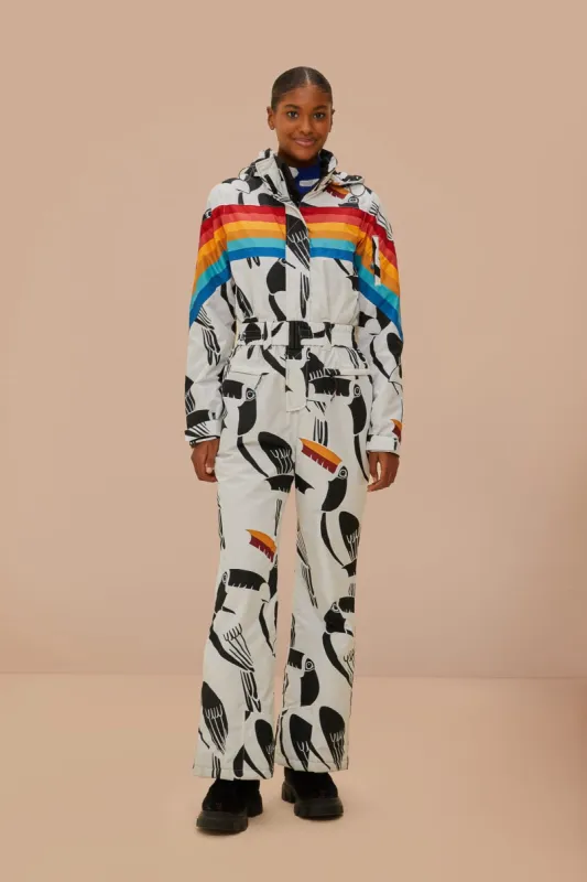 White Toucans Rainbow Ski Jumpsuit sold by FARM Rio