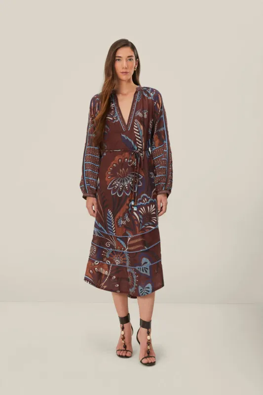 Brown Delicate Garden Midi Dress sold by FARM Rio
