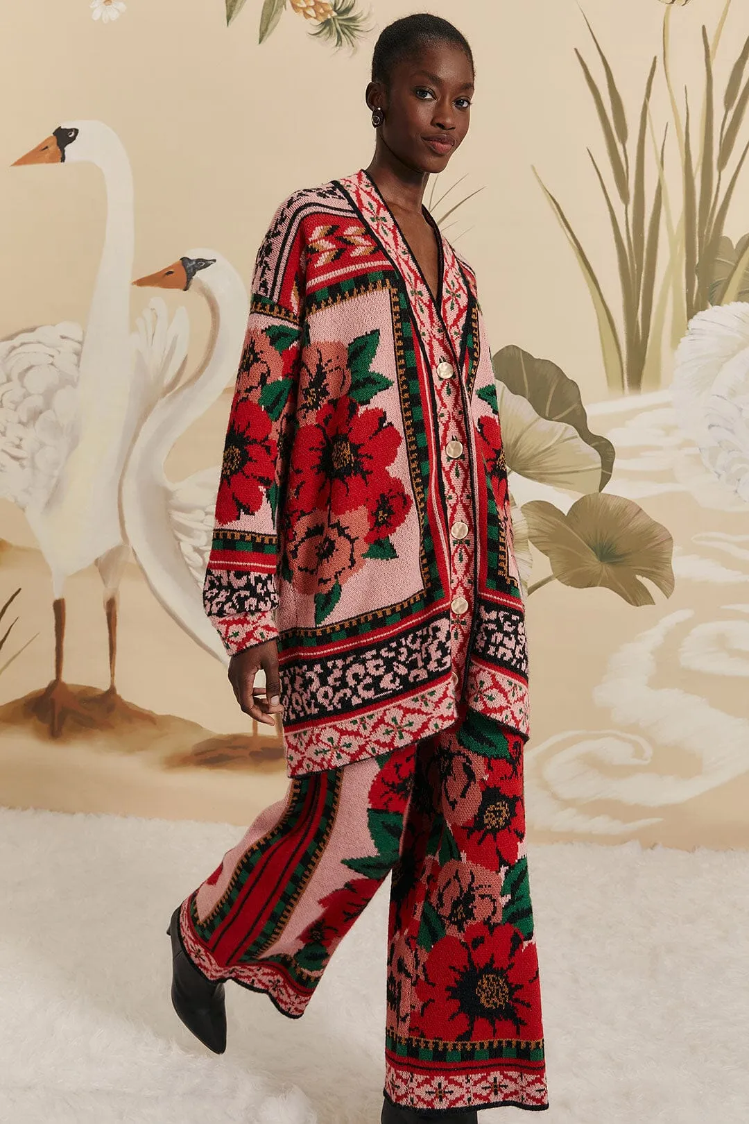 Pink Flower Tapestry Knit Pants sold by FARM Rio product image thumbnail 3