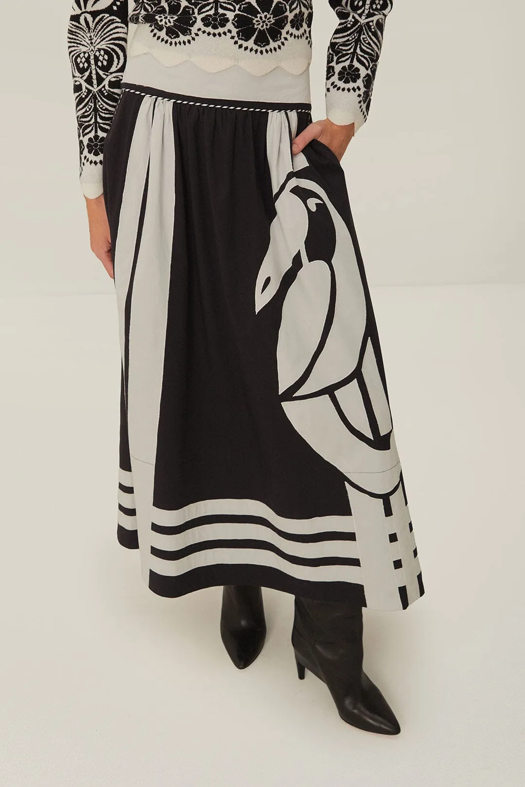 Black Nature Midi Skirt sold by FARM Rio product image thumbnail 2