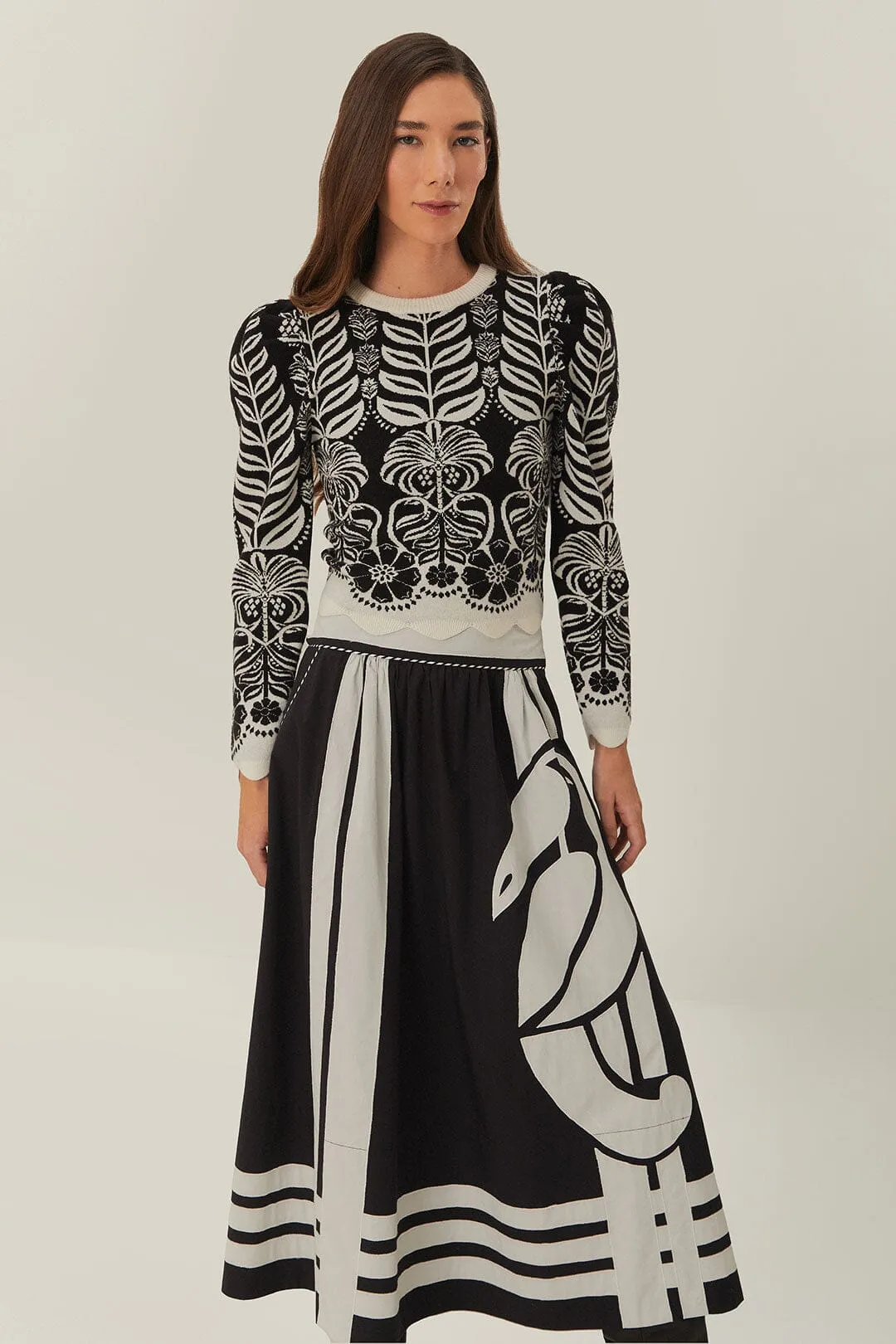 Black Nature Midi Skirt sold by FARM Rio product image thumbnail 3