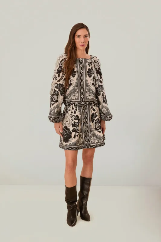 Off-White Flower Leopards Mini Skirt made by FARM Rio